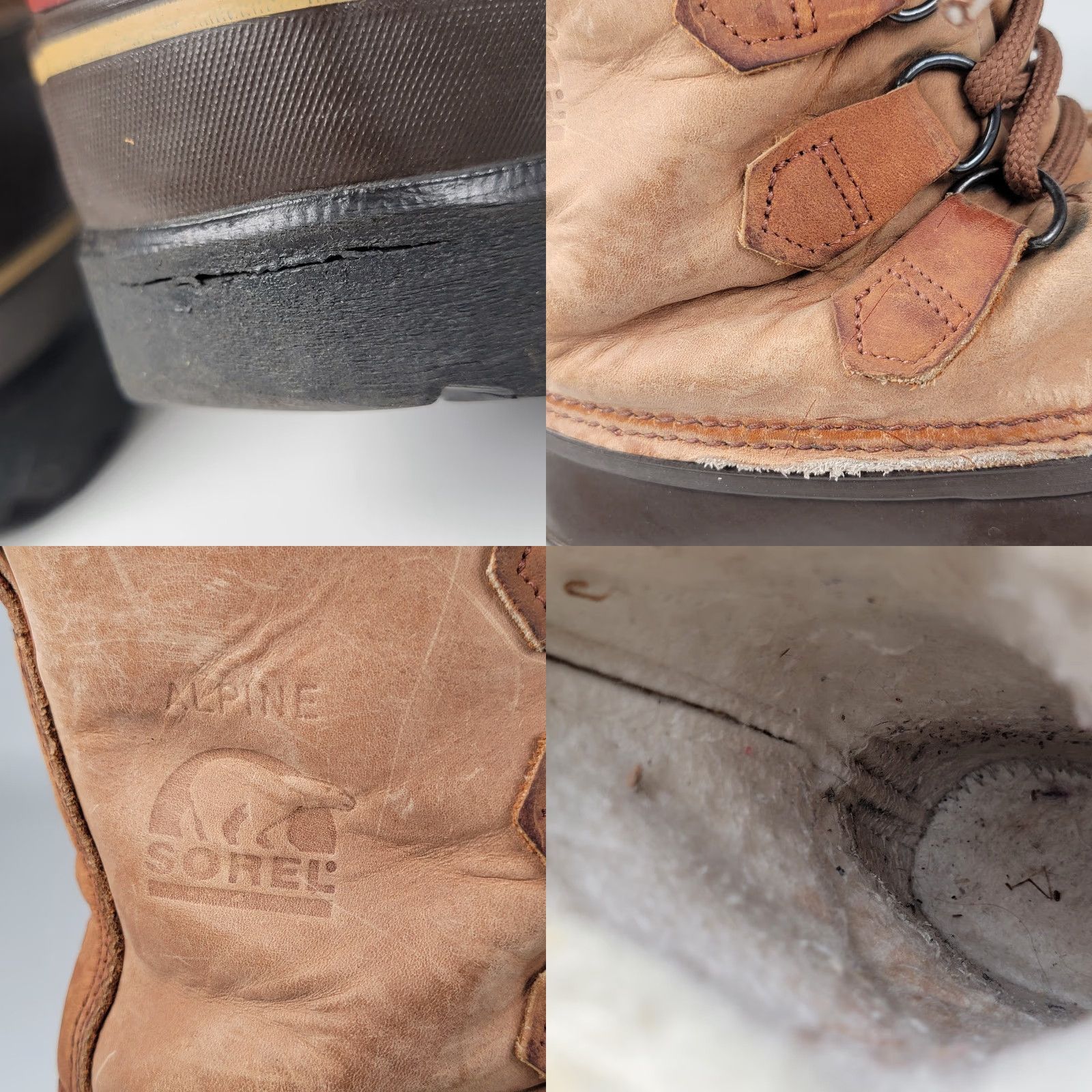 Sorel Caribou Boots Womens 6 Leather Waterproof Insulated Rubber Winter Brown/Tan Canada