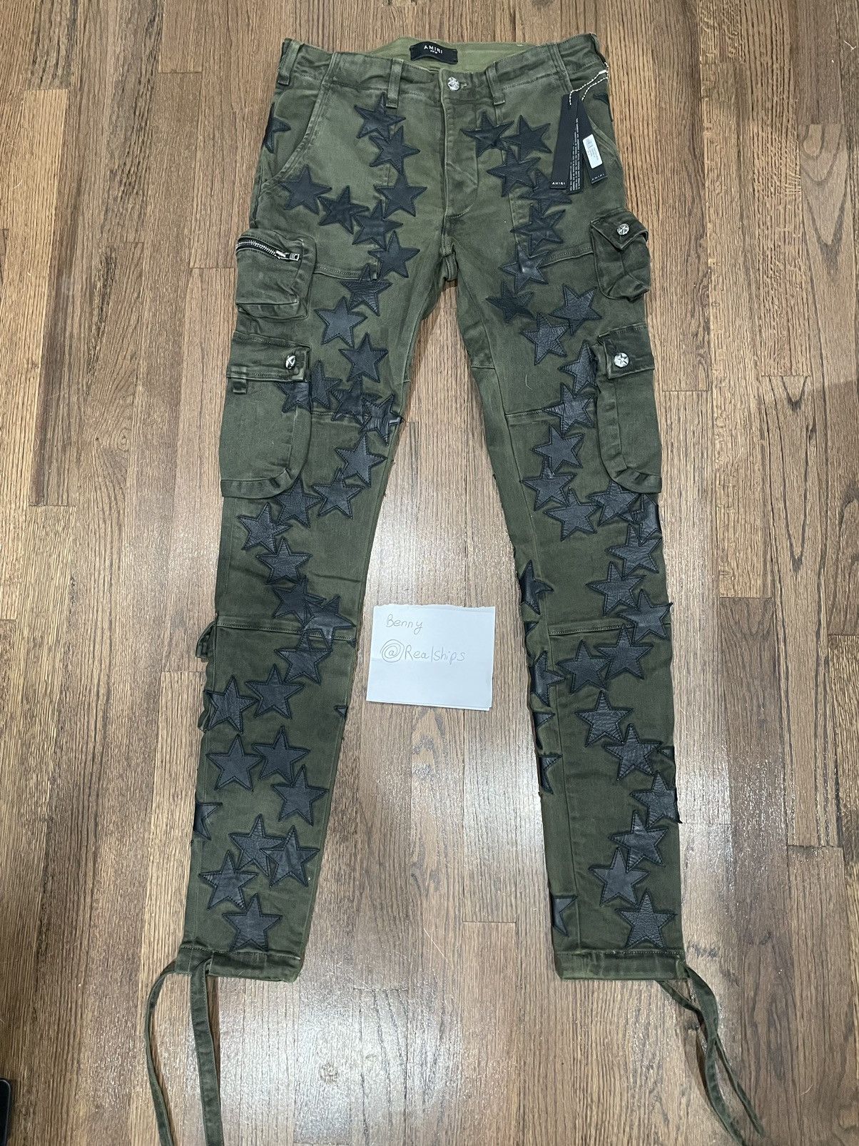 Amiri Amiri x Chemist Black Leather Star Patch Tactical Cargo Jean Size US 30 / EU 46 - 1 Thumbnail