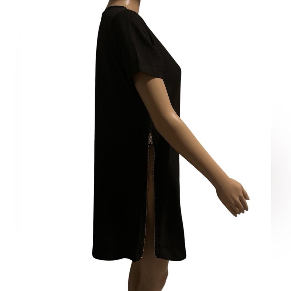 Designer REVAMPED Black T-Shirt Dress with Side Zips Size XS / US 0-2 / IT 36-38 - 2 Thumbnail
