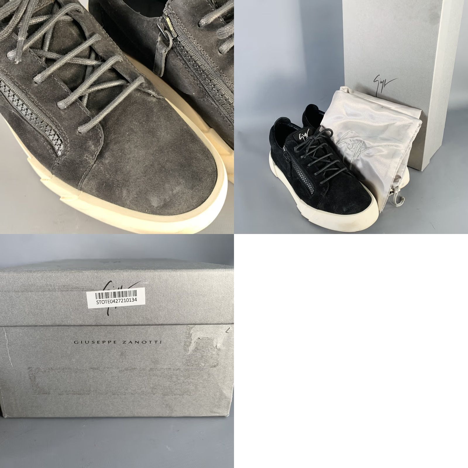 Giuseppe Zanotti GIUSEPPE ZANOTTI Black Suede Double Zipper Sneakers Size 12 Men Size US 12 / EU 45 - 8 Thumbnail