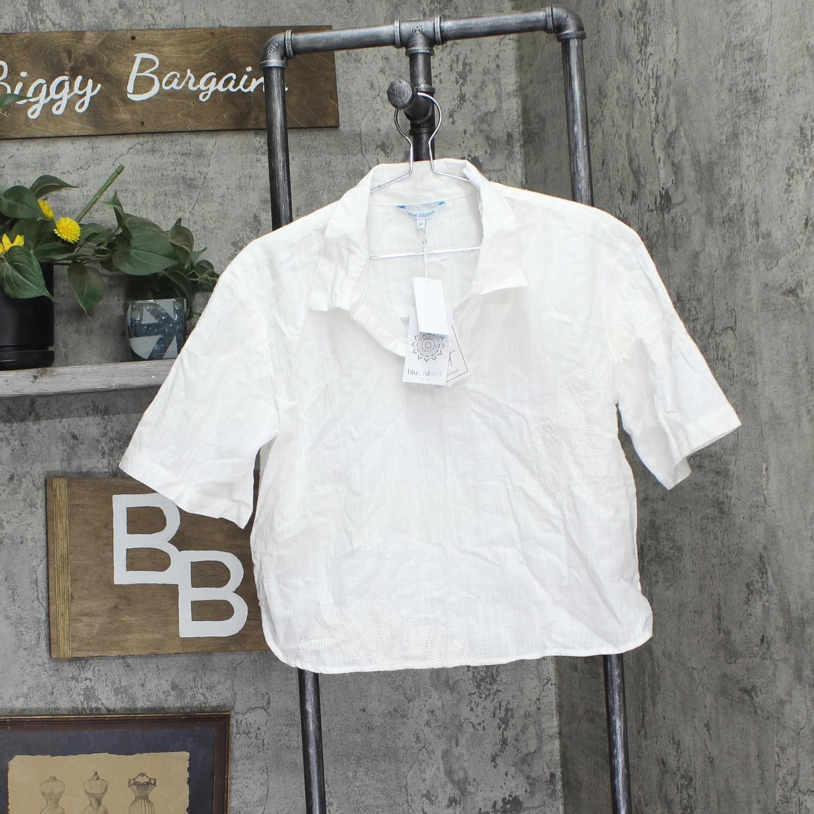 Other Blue Island Cover Up Cotton Shirt 734-628 Ivory Off White M Size ONE SIZE - 1 Thumbnail