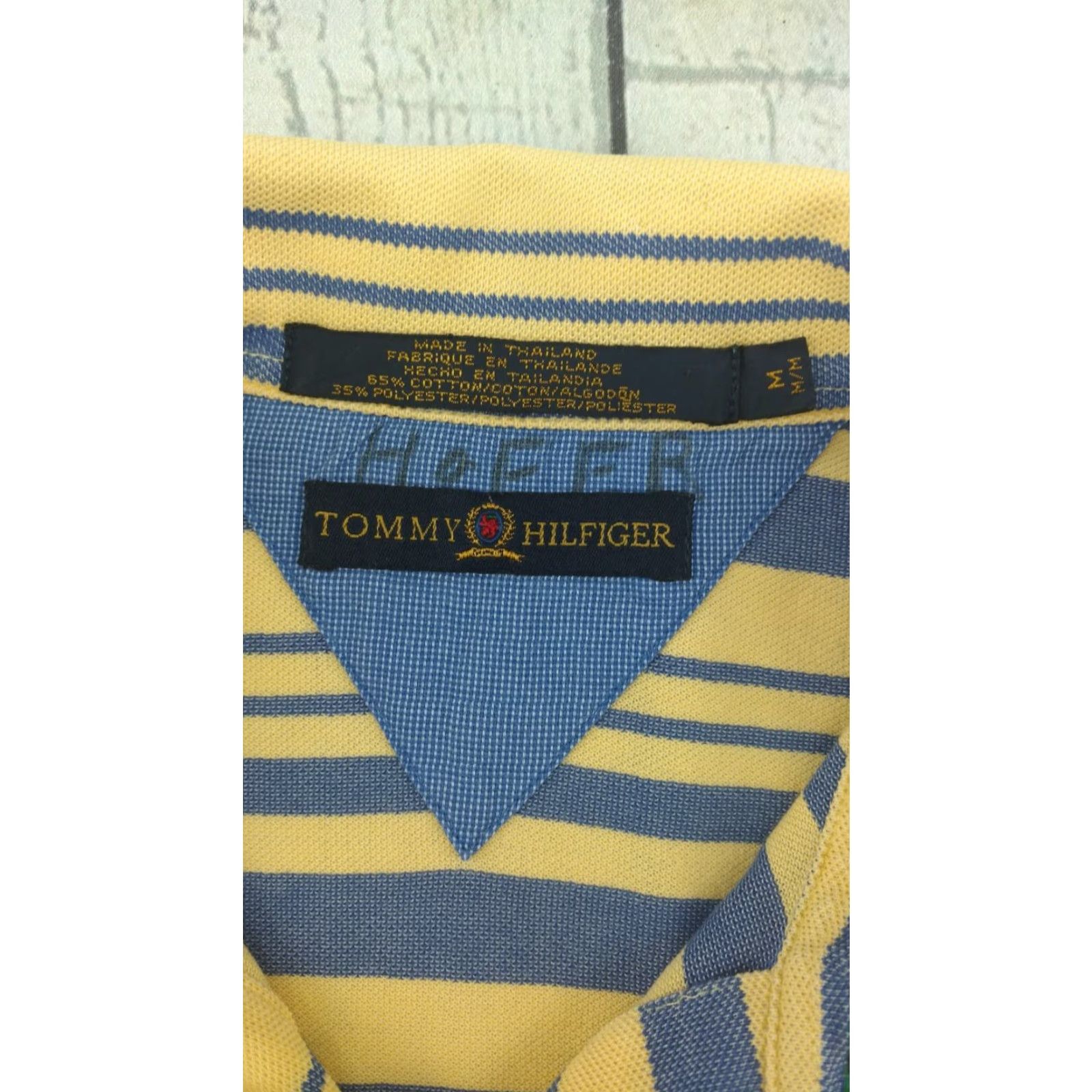 Tommy Hilfiger Tommy Hilfiger Polo Shirt Rugby Crest Stripes Yellow Blue Medium Adult M Polo Shirt Mens Size US M / EU 48-50 / 2 - 6 Thumbnail