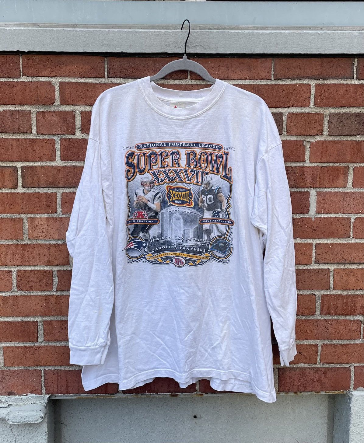 Majestic 2004 Panthers vs Patriots Super Bowl XXXVIII Brady/Peppers Size US XXL / EU 58 / 5 - 1 Thumbnail
