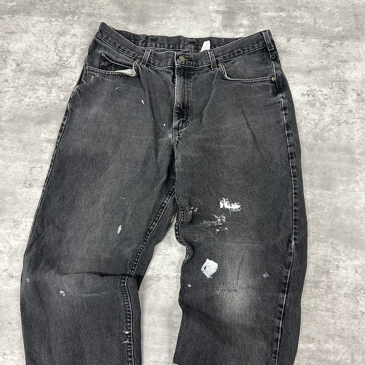 Vintage crazy faded black denim jeans size 38x32 Size US 38 / EU 54 - 2 Thumbnail