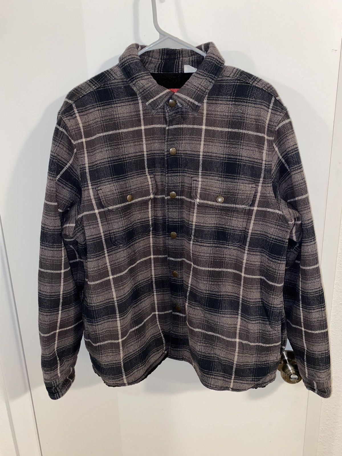 Supreme Supreme FW22 Shearling Lined Flannel Shirt Size US M / EU 48-50 / 2 - 4 Thumbnail