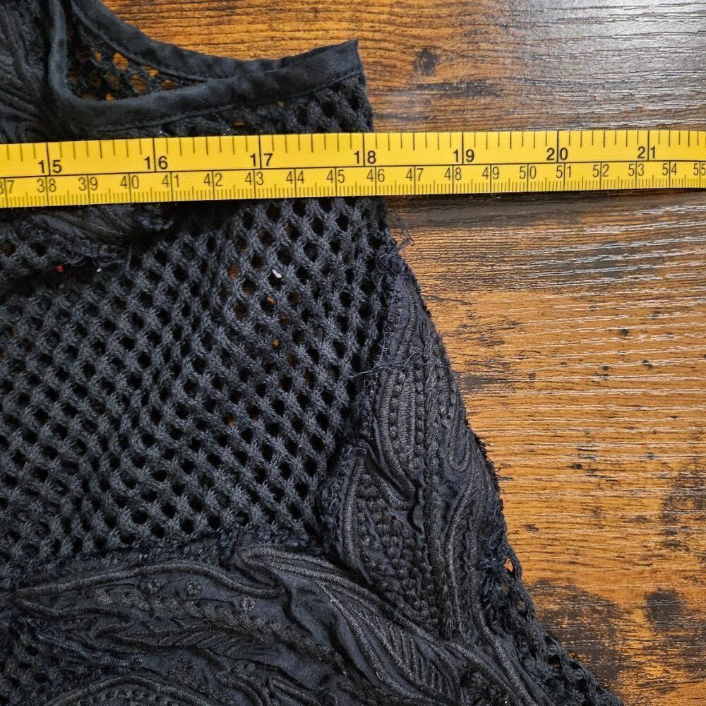 Rebecca Minkoff Rebecca Minkoff Black Mesh Crop Top Tank Large Floral Size L / US 10 / IT 46 - 5 Thumbnail