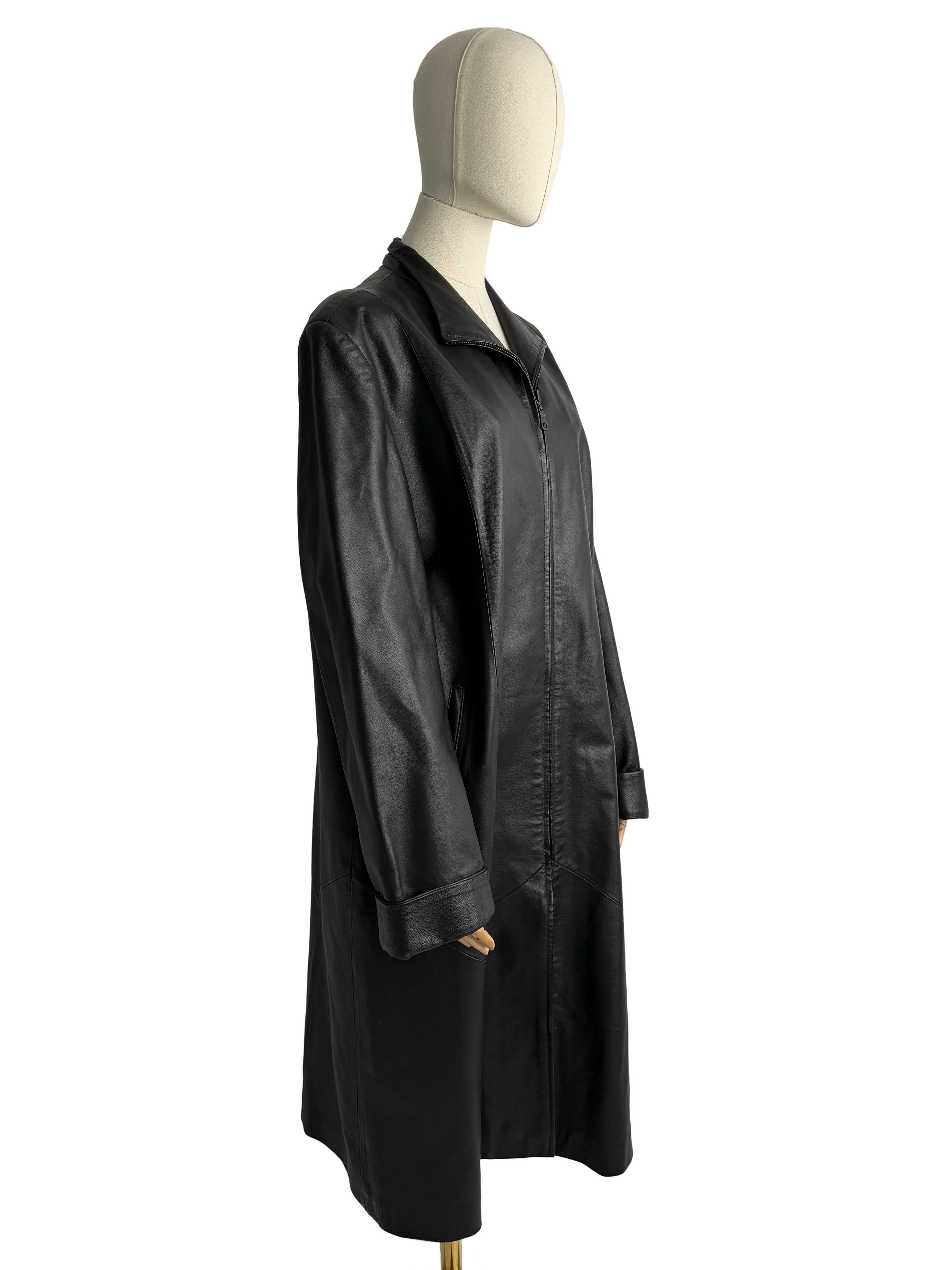 Vintage Vintage Leather Long Coat Zip Front Minimalist Jacket Size XL / US 12-14 / IT 48-50 - 1 Thumbnail