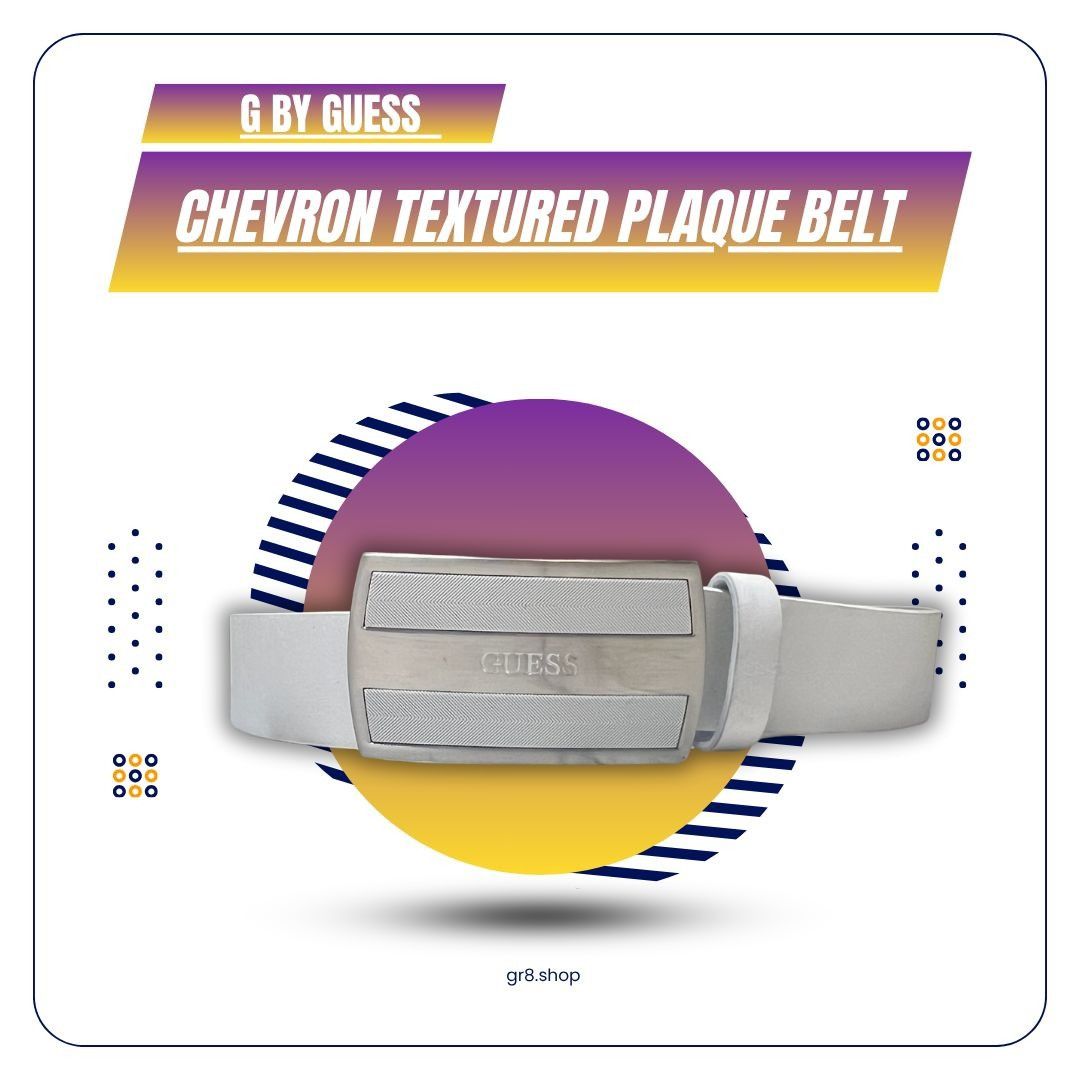 Guess G By Guess Chevron Textured Plaque Belt In White Polyurethan Size ONE SIZE - 1 Thumbnail