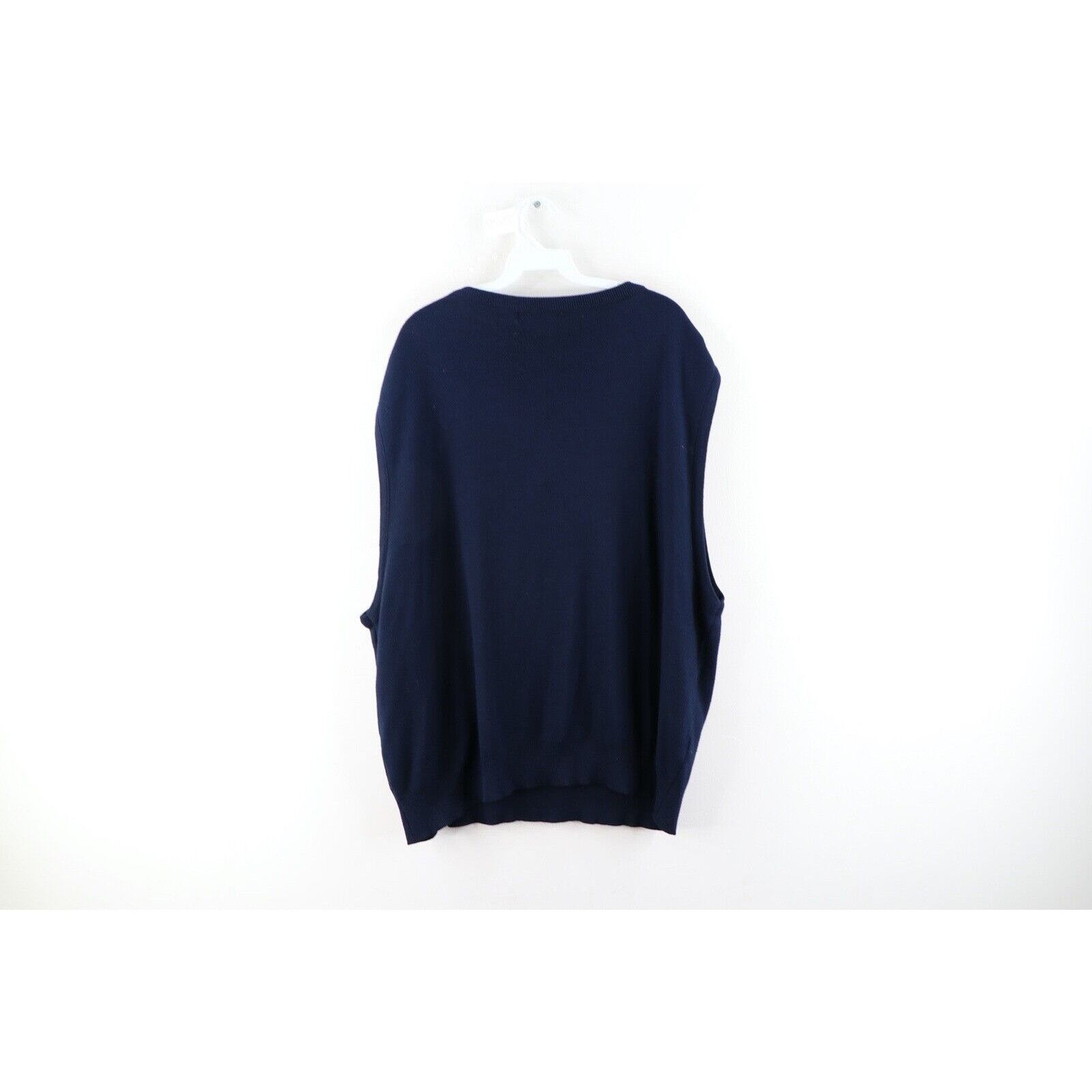 Vintage Vintage 90s Streetwear Blank Knit Sweater Vest Navy 4XL Size US XXL / EU 58 / 5 - 5 Thumbnail