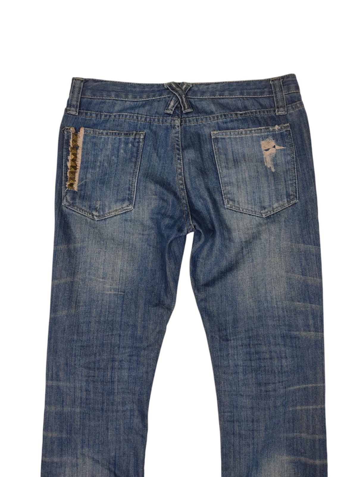 Designer × Japanese Brand Vintage 90s Stovepipe Studded Distressed Whiiskered Jeans Size 32" / US 10 / IT 46 - 12 Thumbnail