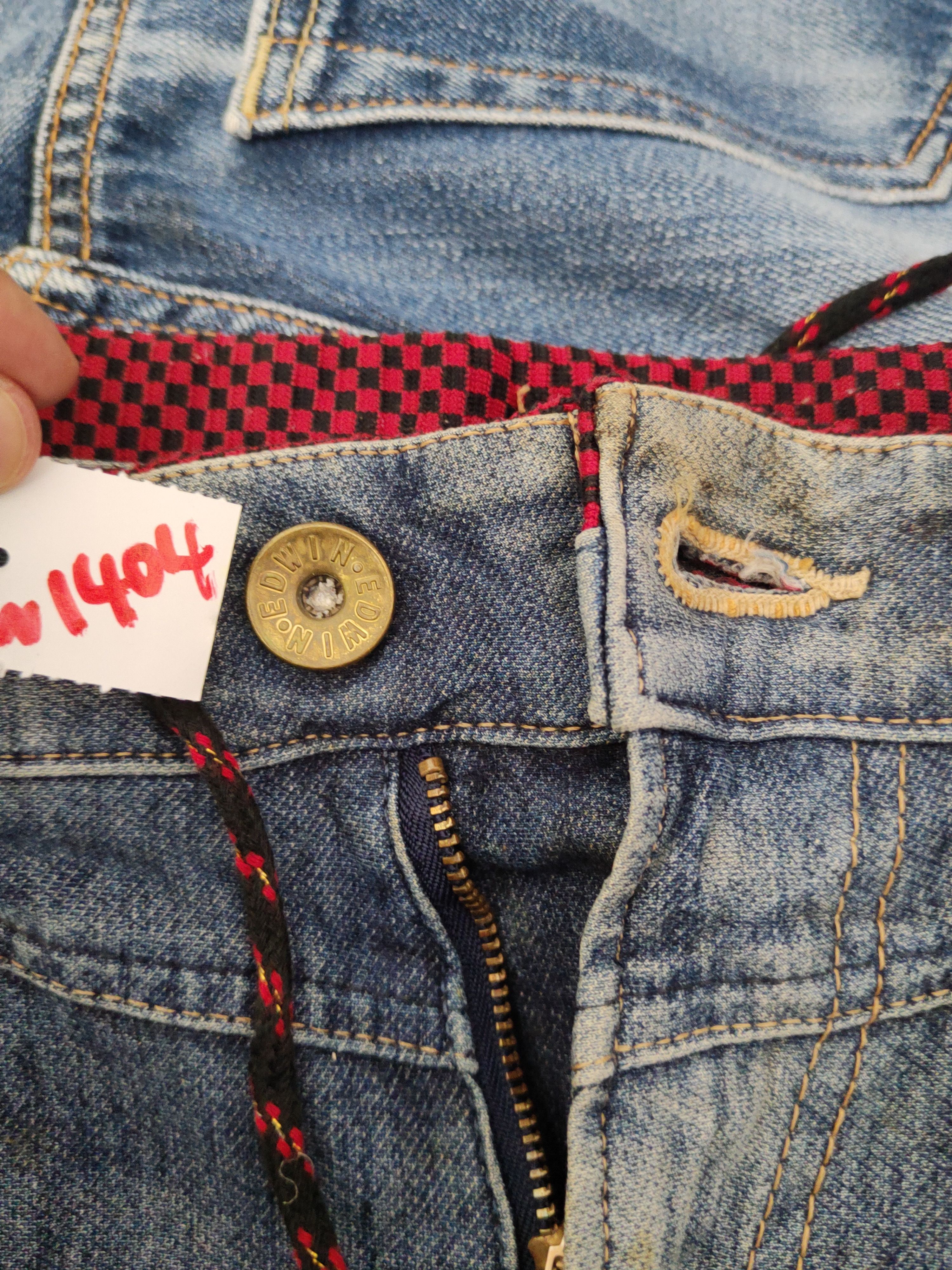 Edwin Edwin Dark Blue Distressed Ripped denim Jeans #W1404 Size US 32 / EU 48 - 17 Thumbnail