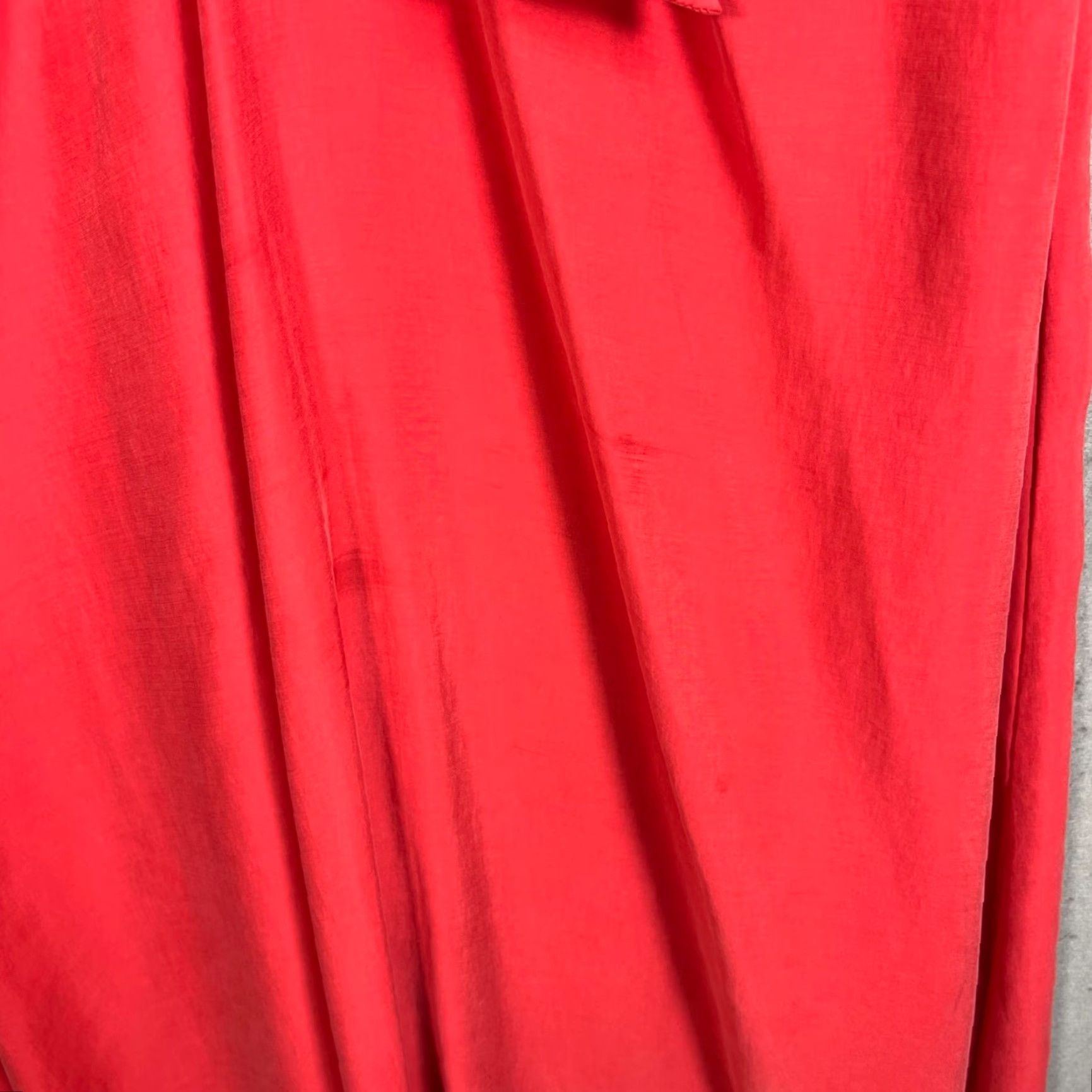Mango Mango Red Midi Dress Waist Tie Button Front Womens Size 8 Size M / US 6-8 / IT 42-44 - 6 Thumbnail