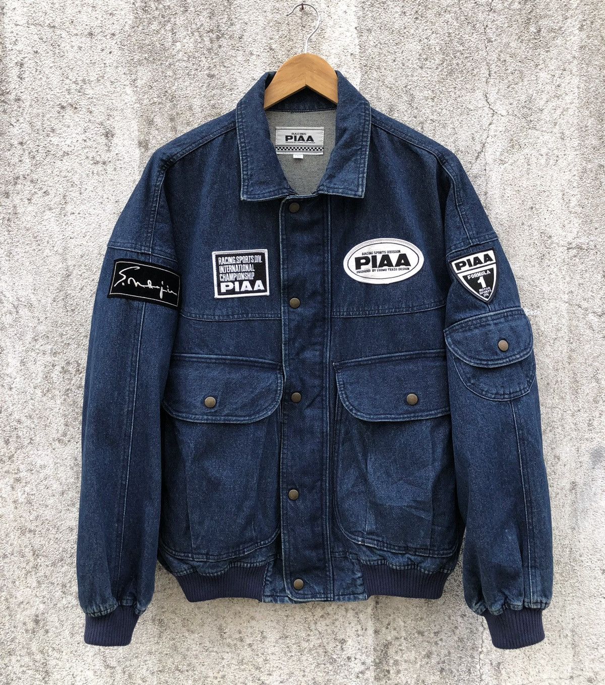 Sports Specialties Vintage PIAA RACING F-1 Denim Logo Jacket with Patch Size US XL / EU 56 / 4 - 14 Thumbnail