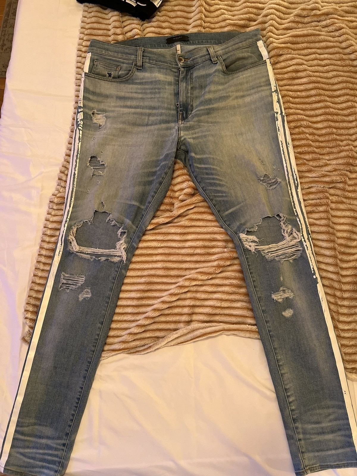Amiri Amiri OG Blue Broken Track Jeans (sz 38) Size US 38 / EU 54 - 2 Thumbnail