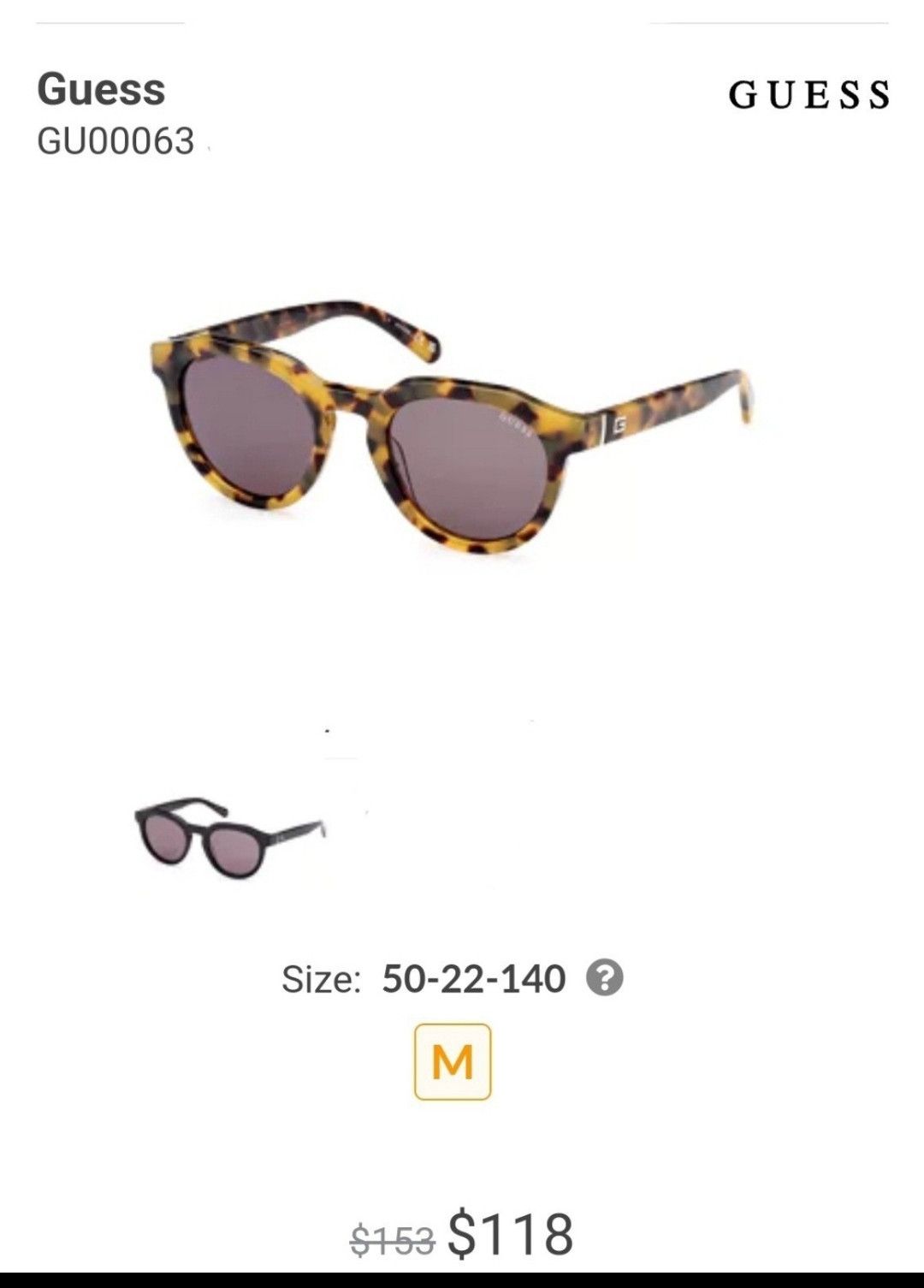 Guess Guess Faux Tortoise Sunglass Annie Hall Classic Style  display picture 3