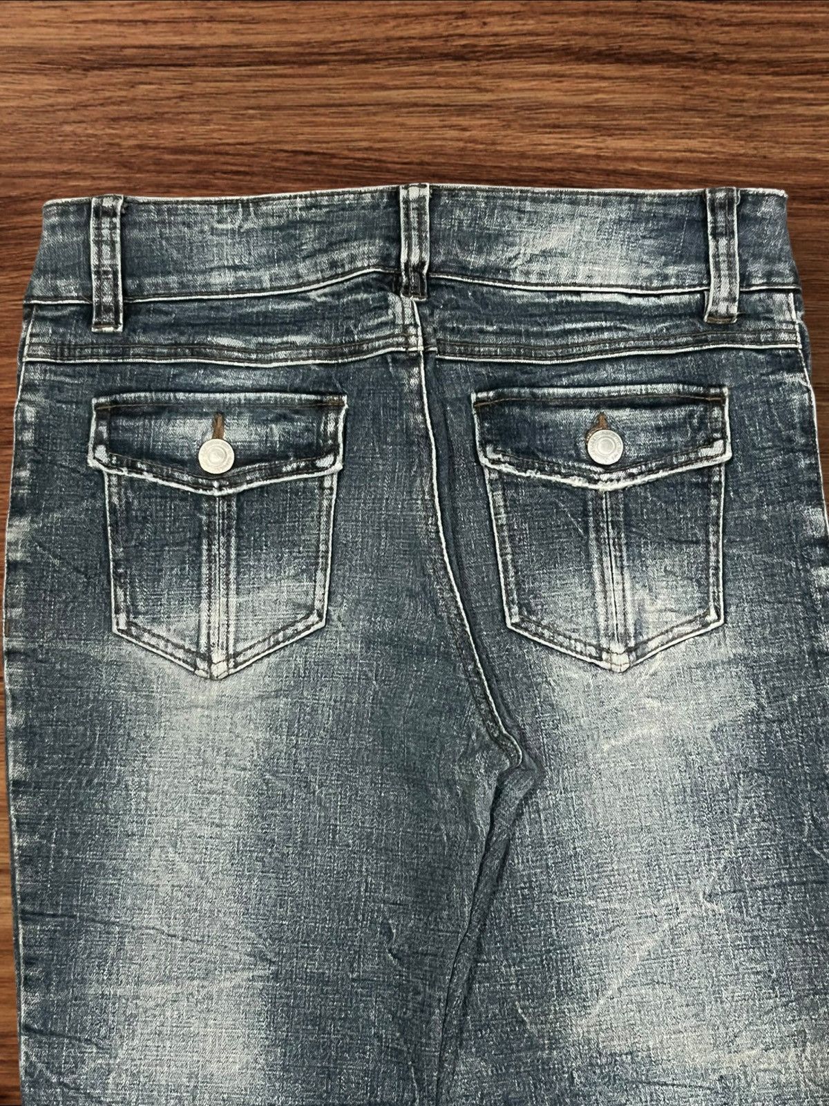 Japanese Brand ⚡️Flare⚡️Vintage Japanese Brand Double Button Dark Washed Jean Size 32" / US 10 / IT 46 - 6 Thumbnail