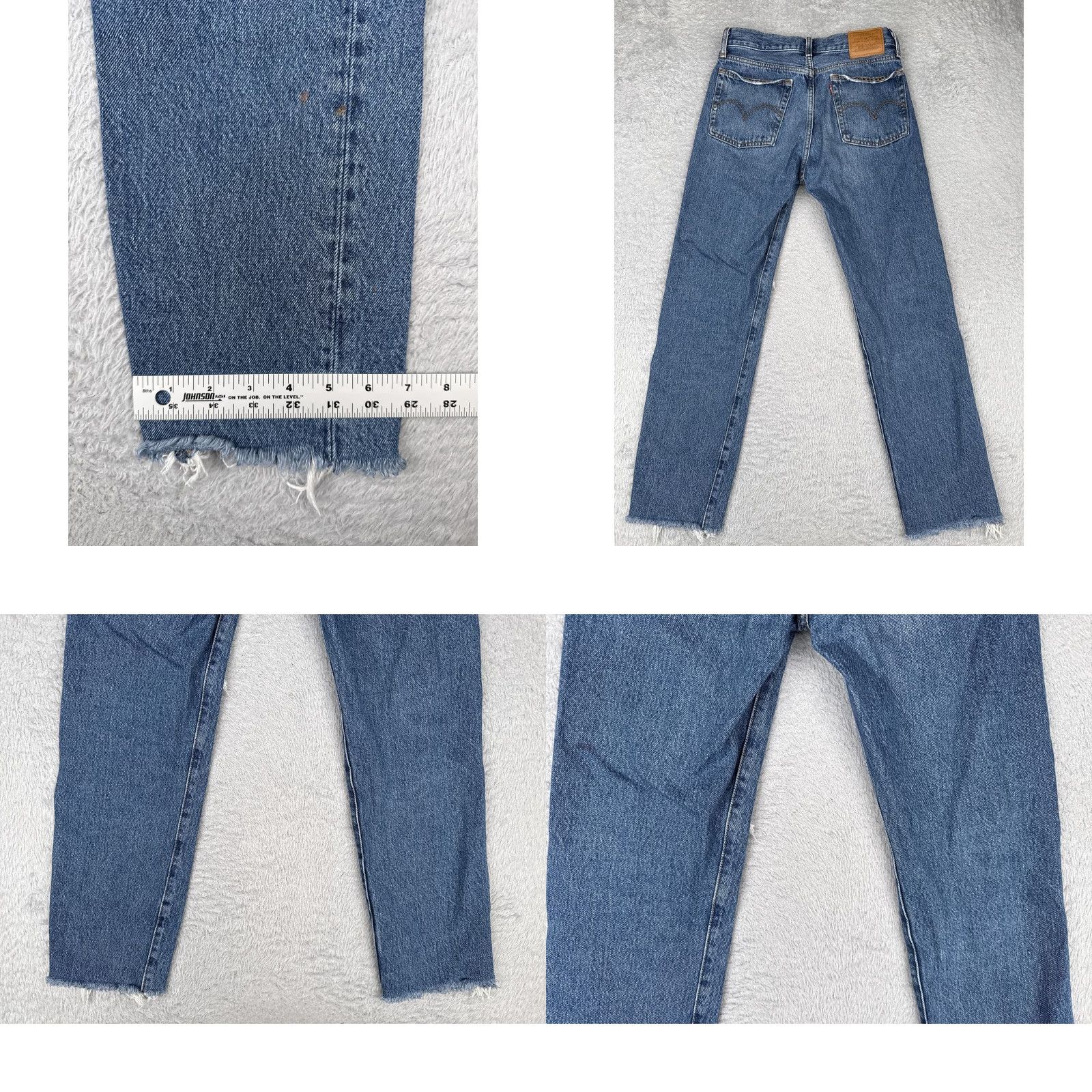 Levi's Levis Premium Jeans Womens 26 Blue Wedgie Straight High Rise Distressed Raw Hem Size 26" / US 2 / IT 38 - 10 Thumbnail