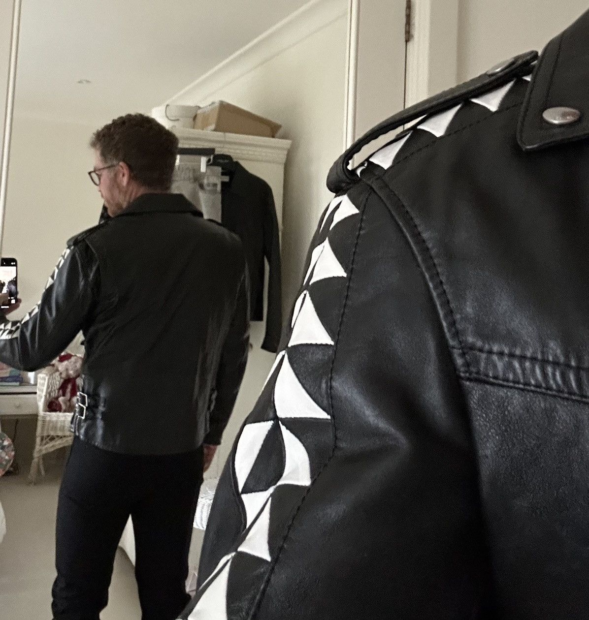 Celine SS22 $6500🤑 Celine biker D Ring leather jacket checkerboard Size US L / EU 52-54 / 3 - 5 Thumbnail