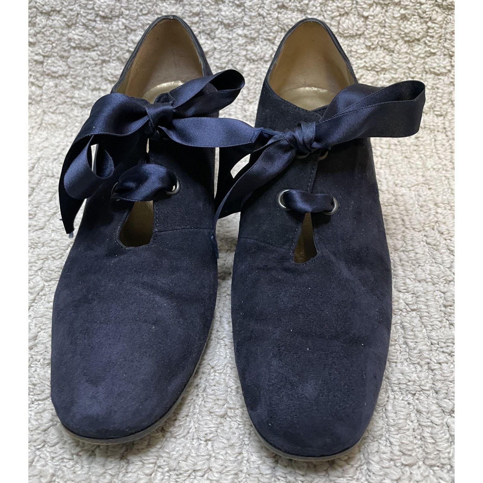 Yves Saint Laurent Yves Saint Lauren Shoes 9M Navy Blue Lace Up Victorian Look Size US 9 / IT 39 - 9 Thumbnail