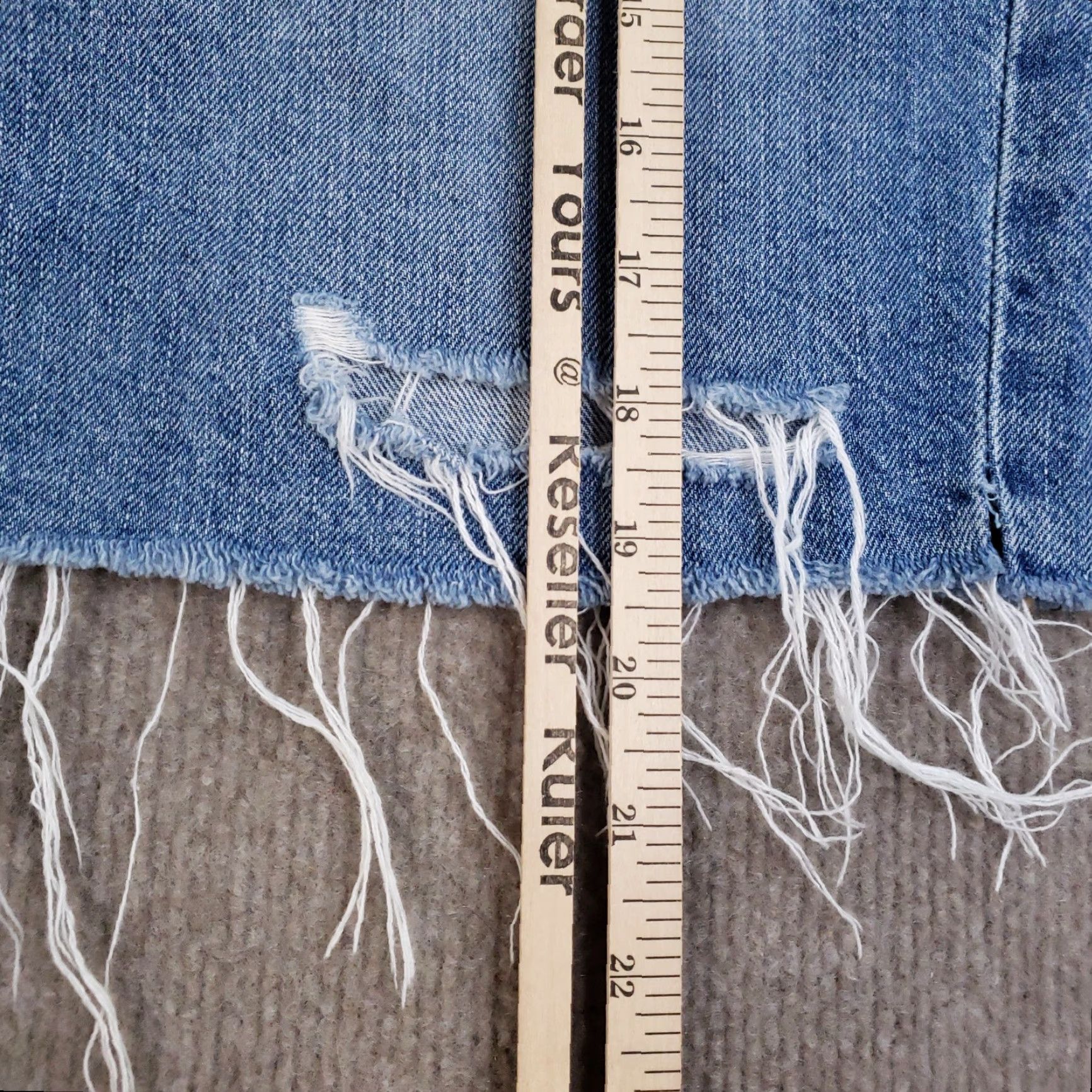 Denime AG Adriano Goldschmied Erin Pencil Skirt Womens 30 Blue Denim Distressed Frayed Knee Length Zip Button Pockets Slit Cadence Retro Grunge Casual Womens Size 30" / US 8 / IT 44 - 5 Thumbnail