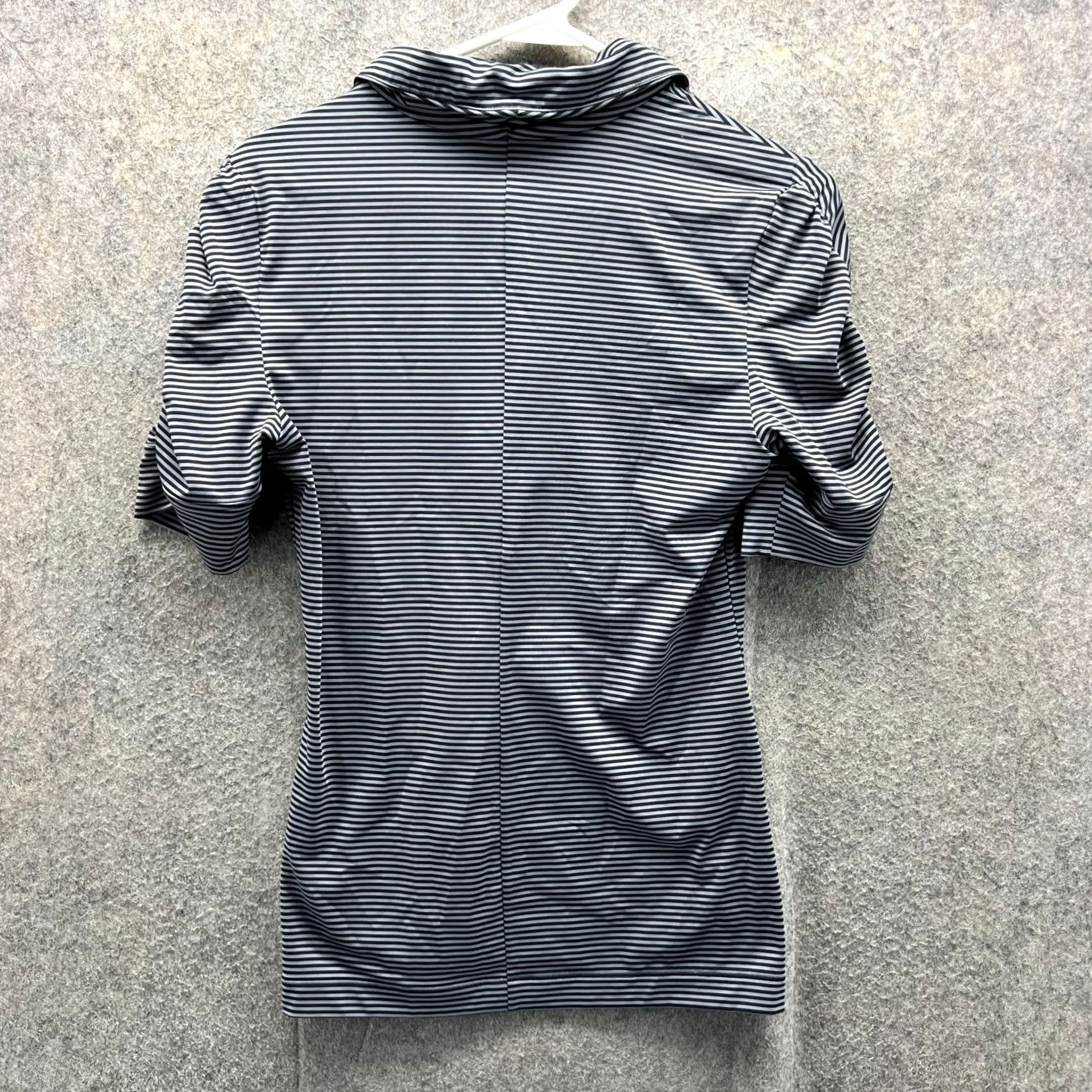 Nike VINTAGE Nike Polo Shirt Womens Small Black Gray Striped Dri-Fit Tour Performance Swoosh Polo Golf Mens Womens Girls Size S / US 4 / IT 40 - 2 Thumbnail