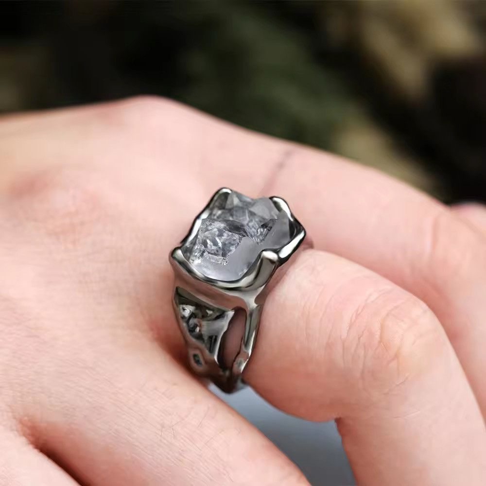 Jewelry Irregular Black Crystal Charm Ring (size 6-12) Size ONE SIZE - 1 Thumbnail