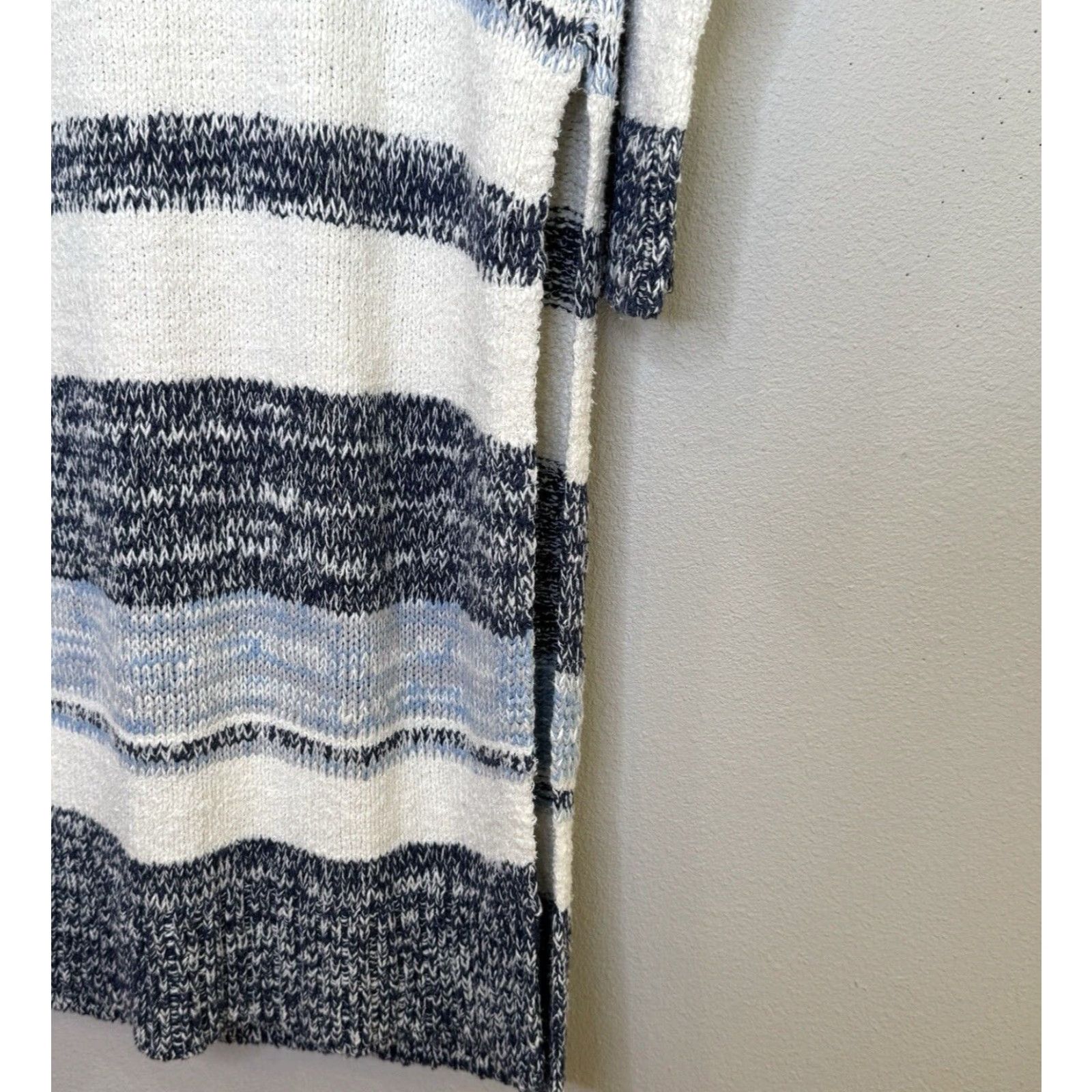 Free People VINTAGE Free People Beach Womens Sweater Dress L Blue Stripe Cowl Neck Side Slits Long Sleeve Size L / US 10 / IT 46 - 6 Thumbnail