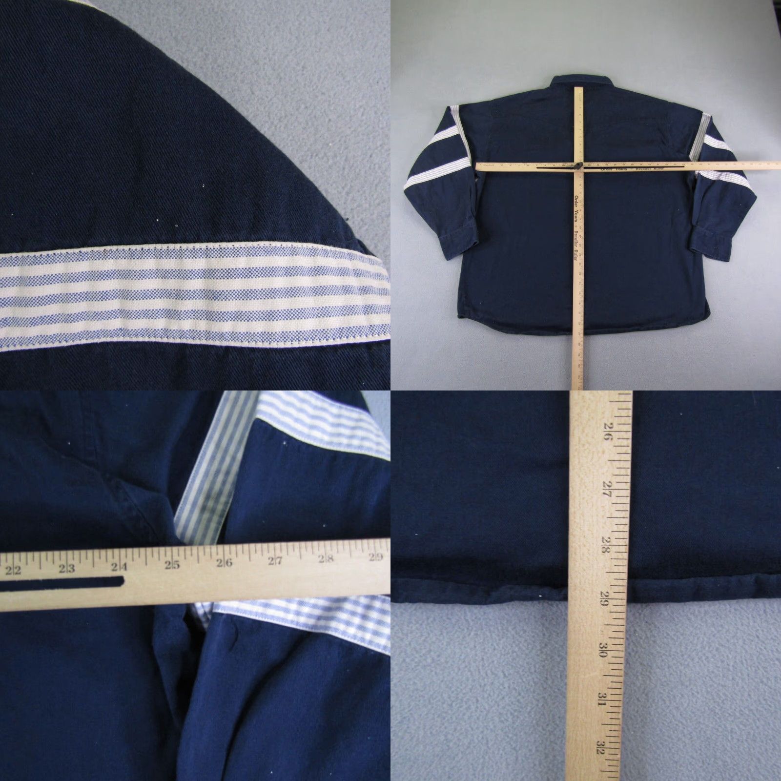 Wrangler VINTAGE Wrangler Button-Up Shirt Mens 2XL Blue White Stripes Western Cowboy Collared Long Sleeve Pockets Cotton Size US XXL / EU 58 / 5 - 8 Thumbnail