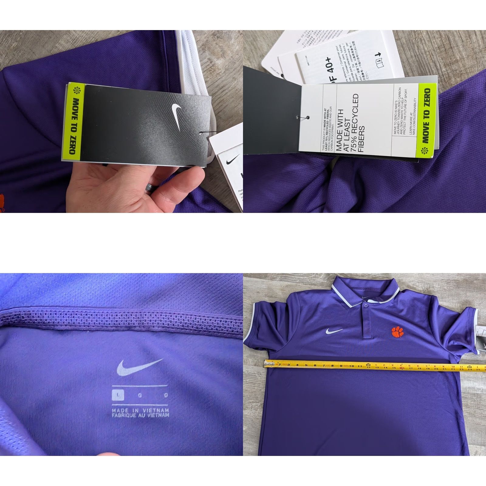 Nike Nike Clemson Tigers Golf Polo Men’s Large Purple Short Sleeve Size US L / EU 52-54 / 3 - 8 Thumbnail