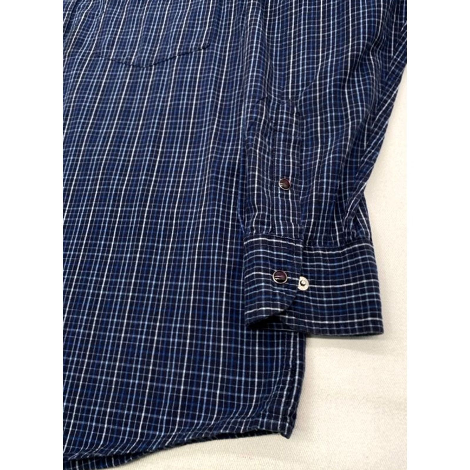 Vintage Panhandle Slim Mens Large Blue Check Pearl Snap Western Shirt 3790 Size US L / EU 52-54 / 3 - 3 Thumbnail