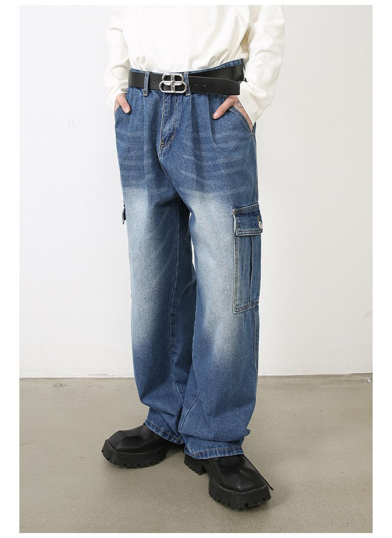 Japanese Brand American style multi-pocket overalls washed cargo jeans Size US 32 / EU 48 - 4 Thumbnail