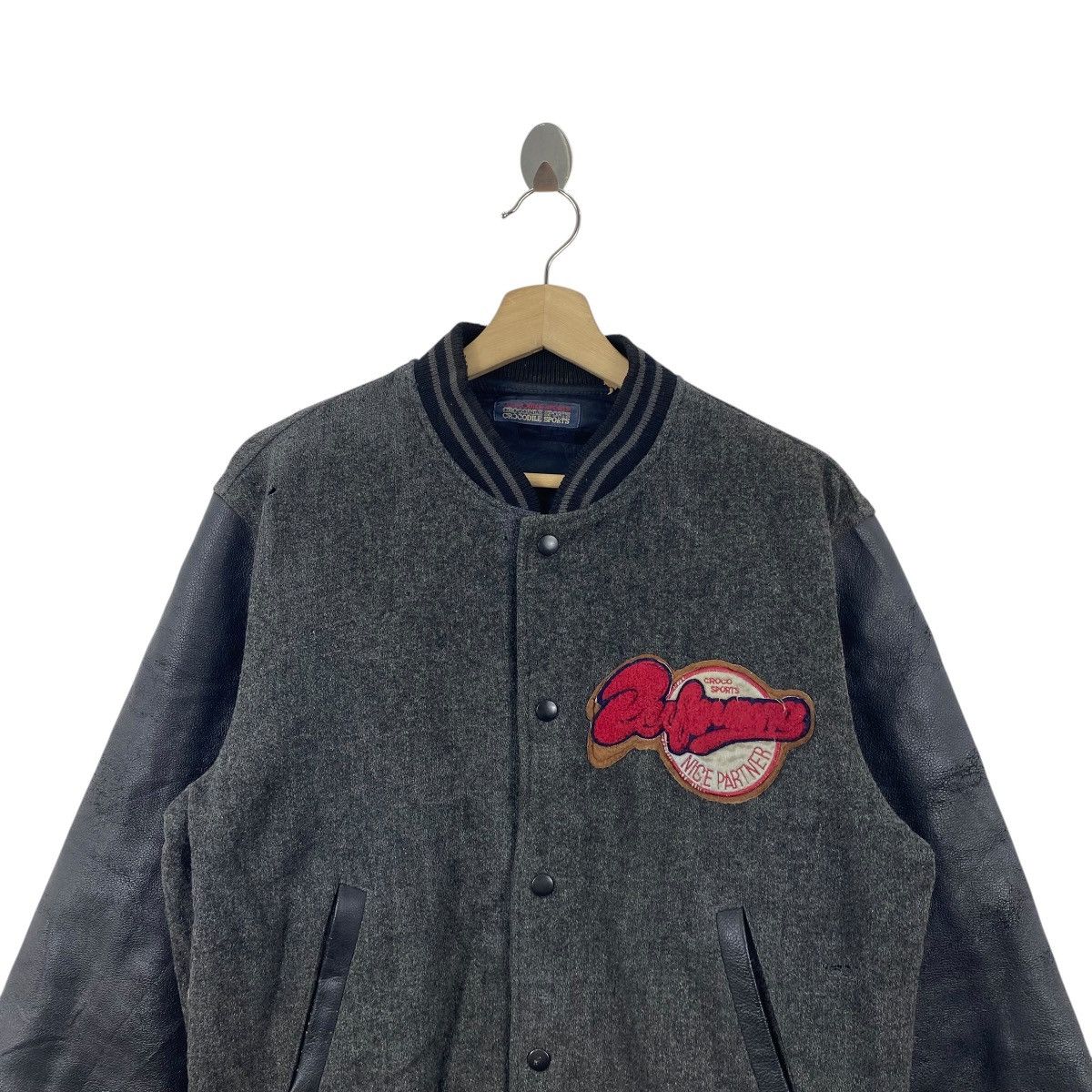 Vintage Vintage CROCODILE SPORTS Leather Varsity Bomber Jacket Size US M / EU 48-50 / 2 - 2 Thumbnail