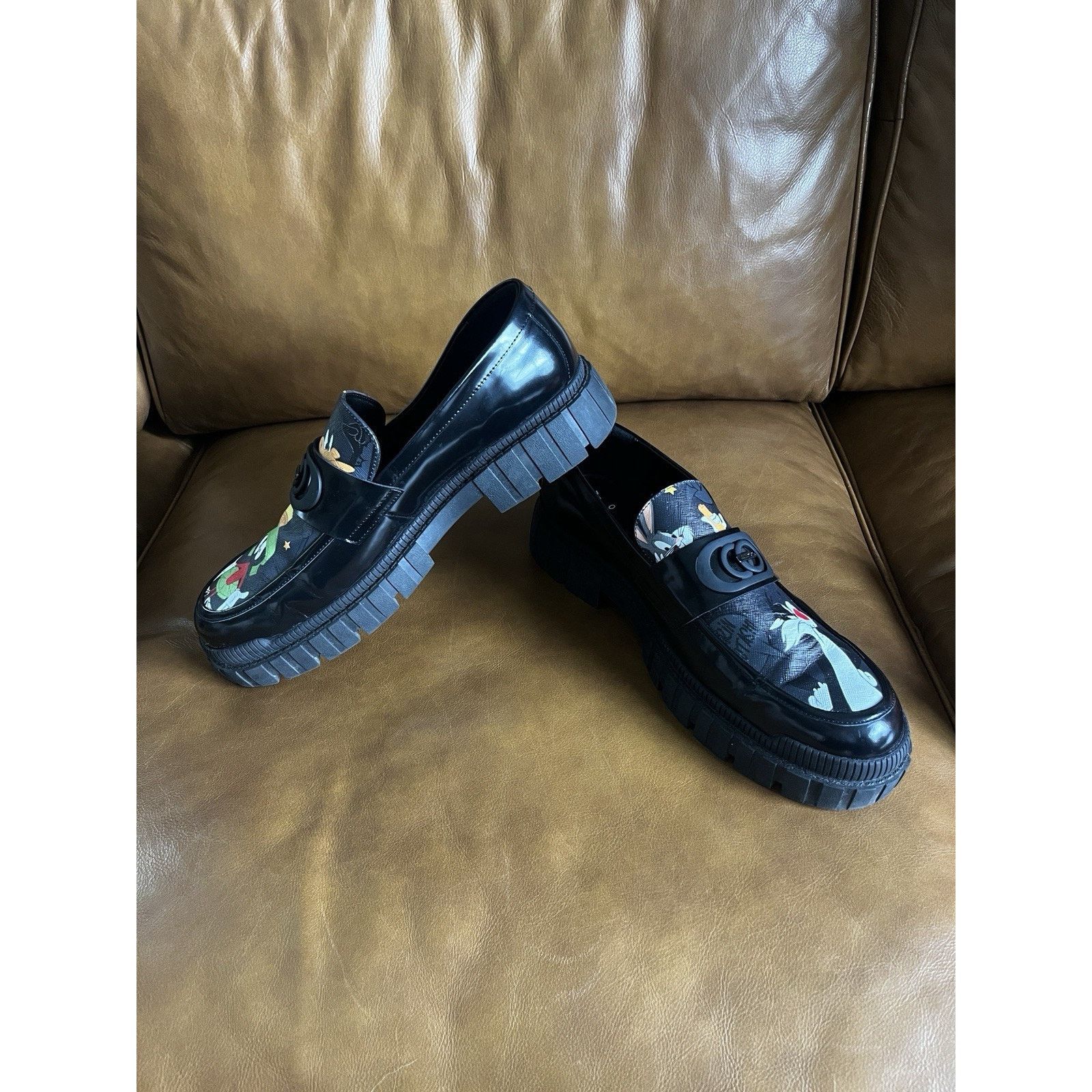Aldo Looney Toons x Aldo Black Faux Leather Loafers Shoes Sz 13 Size US 13 / EU 46 - 10 Thumbnail