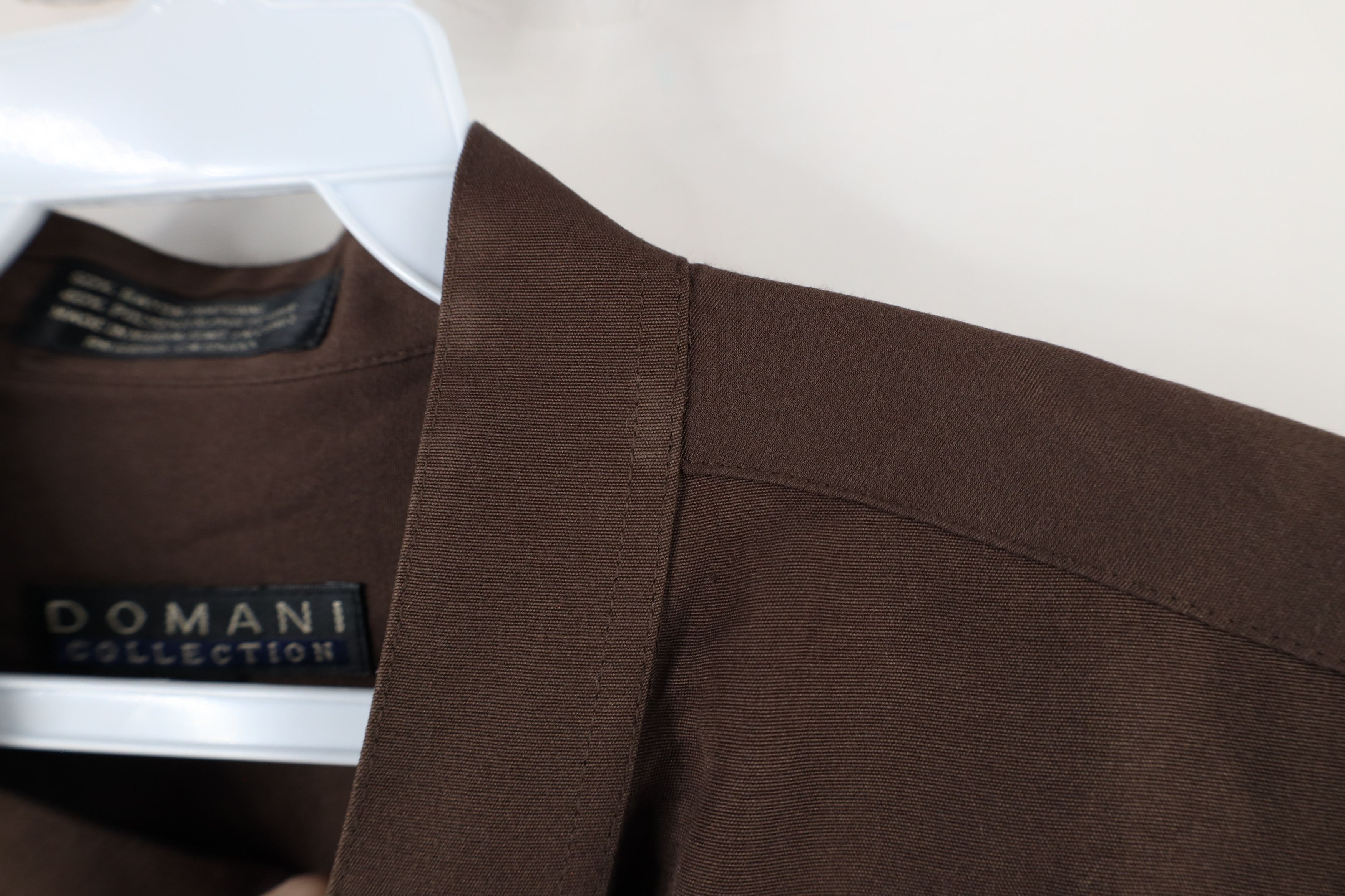 Vintage Vintage 90s Streetwear Blank Band Collar Button Shirt Brown Size US XL / EU 56 / 4 - 7 Thumbnail