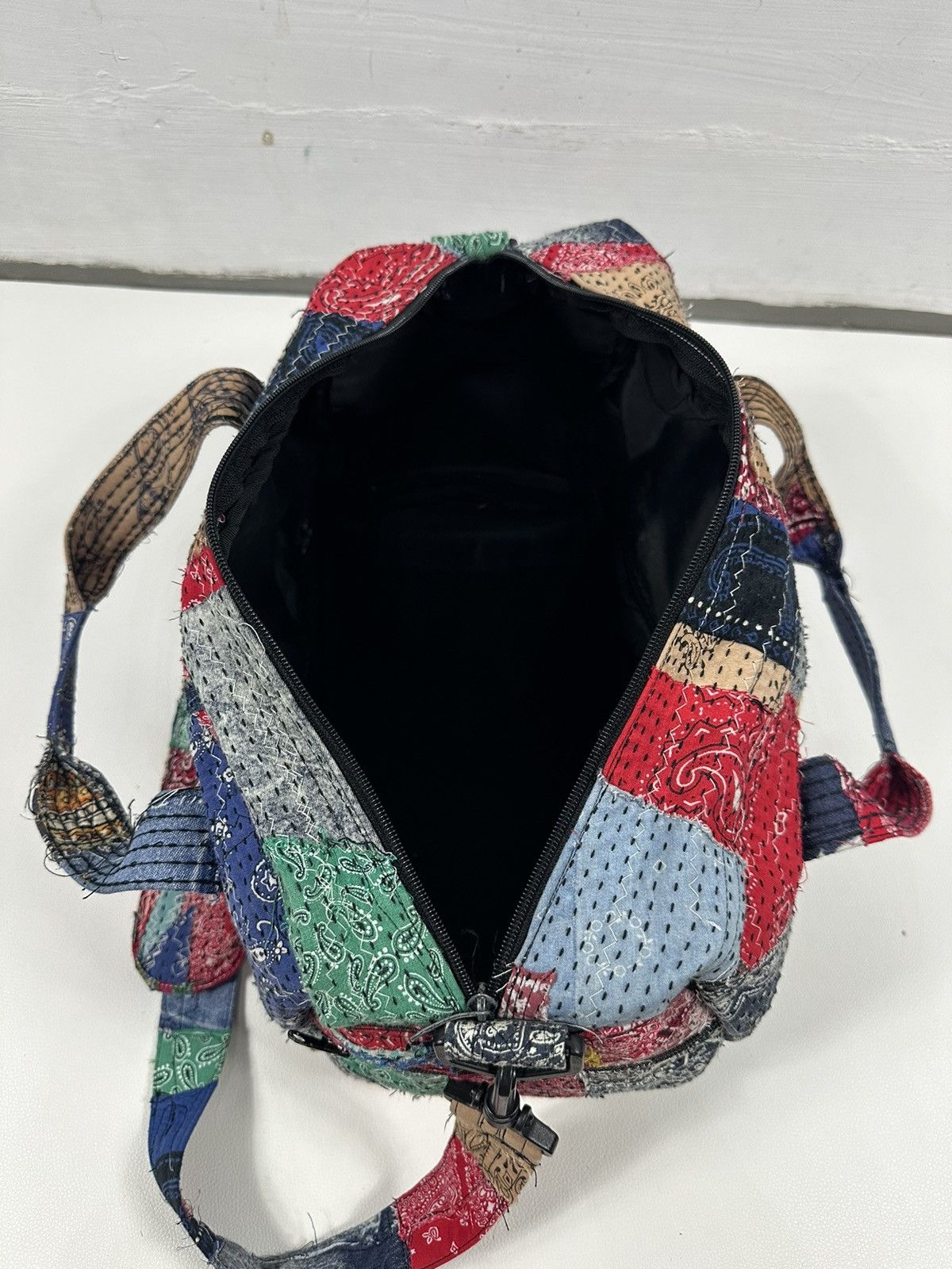 Handmade Custom Made Distressed Patchwork Boro Paisley Sling bag Size ONE SIZE - 9 Thumbnail