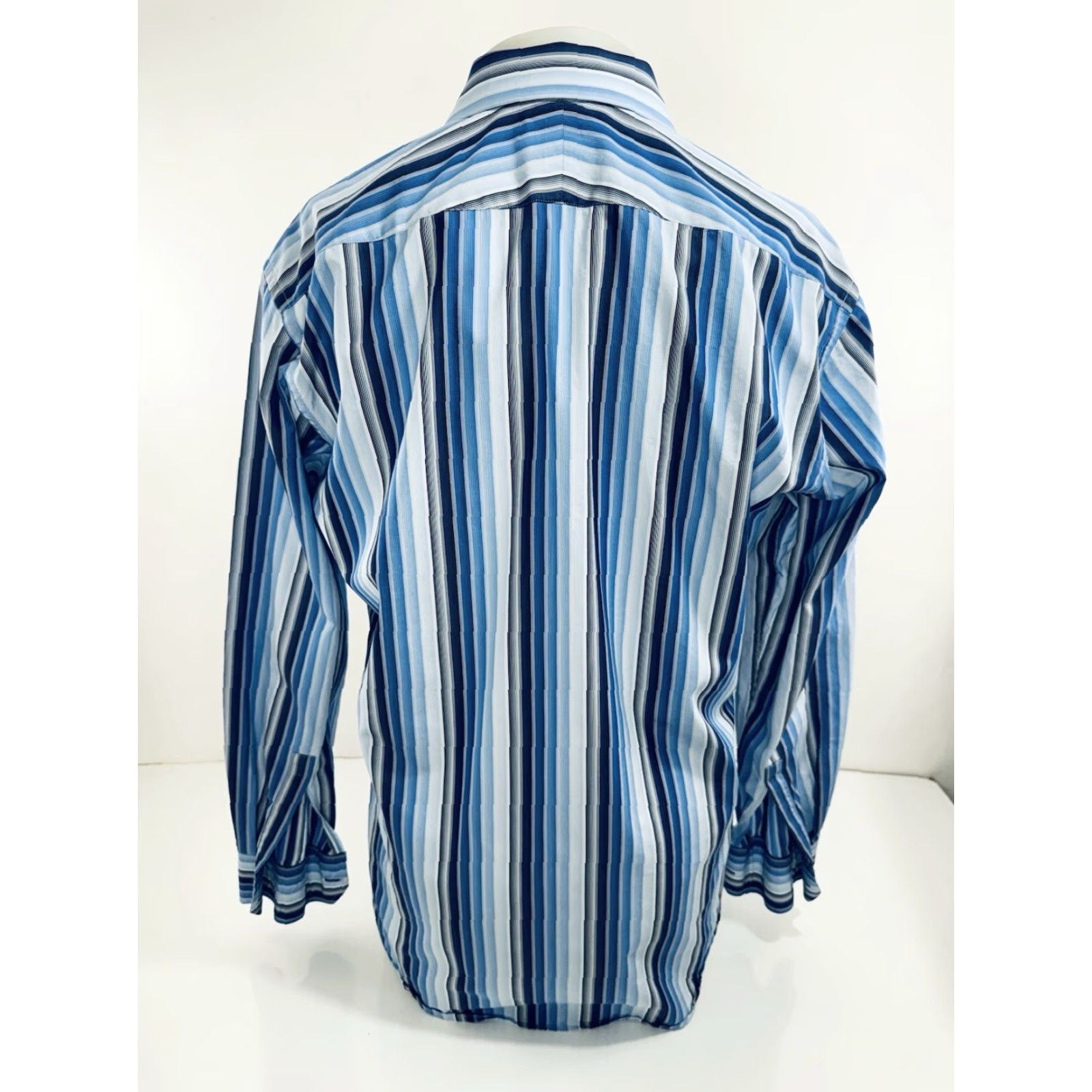 Paul Smith PAUL SMITH Striped Mens Shirt 17 43 Button-Up Long Sleeve Blue 90s Fashion Mens Shirt Size US XL / EU 56 / 4 - 4 Thumbnail
