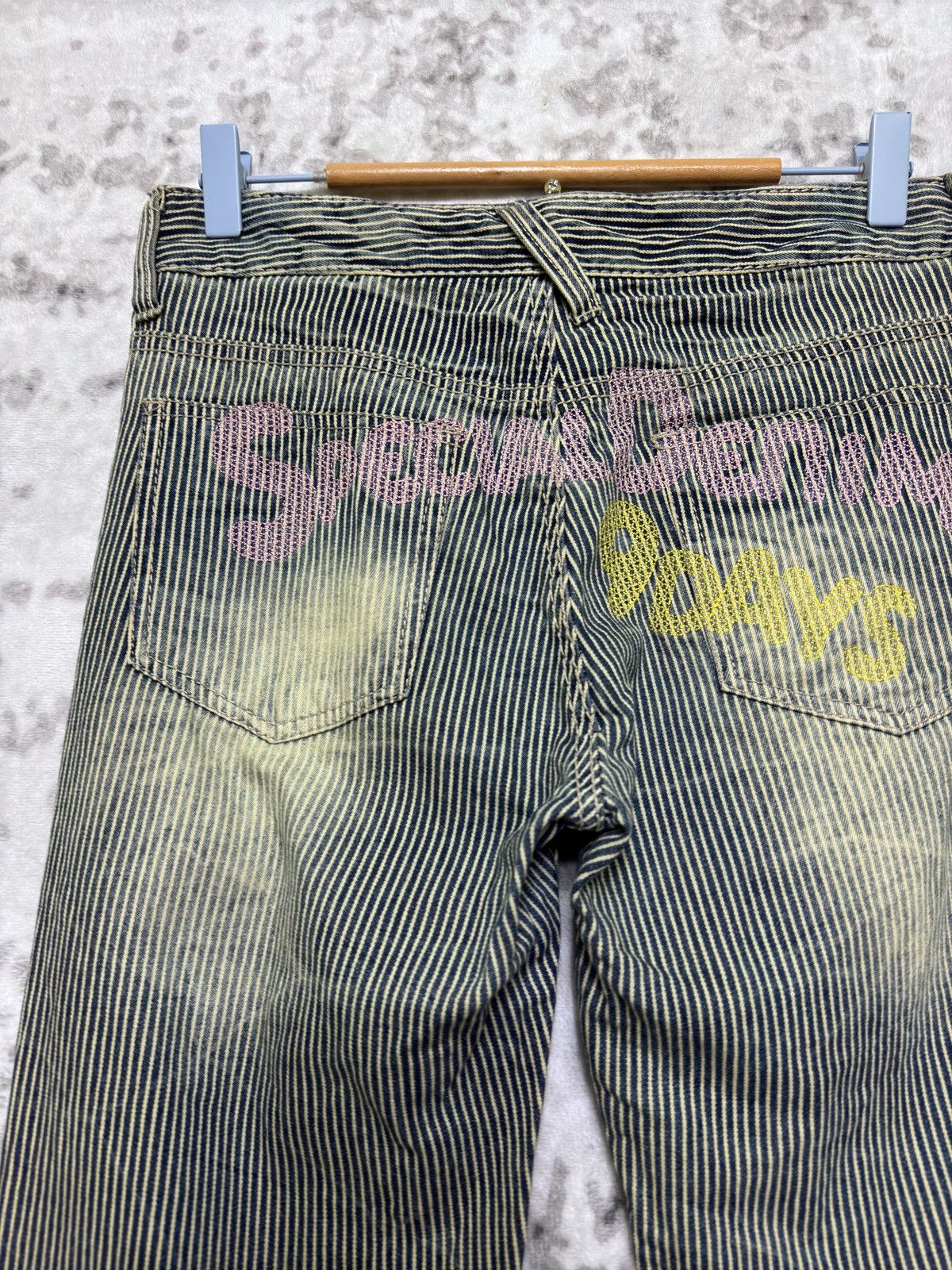 Vintage Japanese Archive Hickory Stripe Distressed Denim Size US 28 / EU 44 - 10 Thumbnail