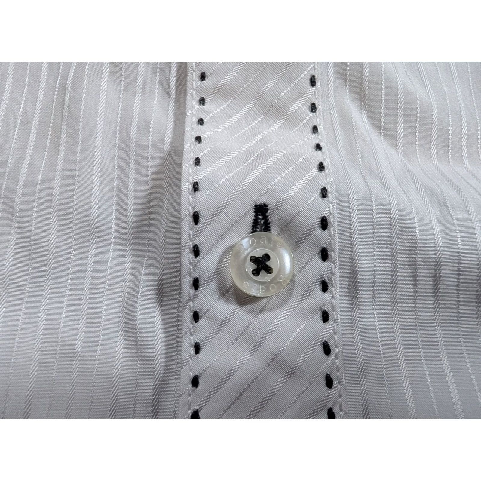 Roar Roar Button-Up Shirt White Men's XXL Refined Embroidered Long Sleeve Collared Shirt Size US XXL / EU 58 / 5 - 5 Thumbnail