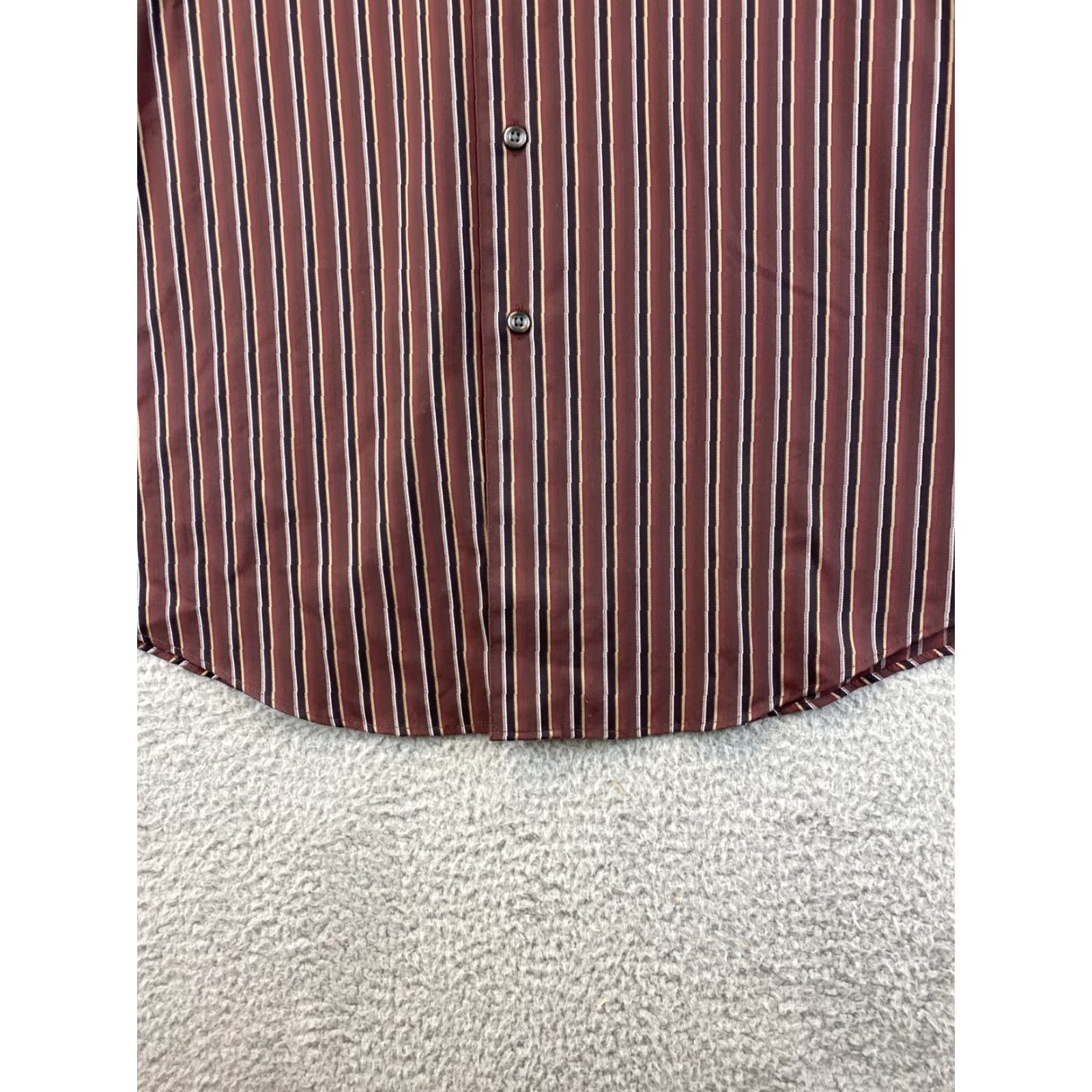 Pronto Uomo Pronto Uomo Dress Shirt Mens L Brown Black Stripe / 82-23 Regular Long Sleeve Point Collar Barrel Button Cuff Brown Striped Pronto Uomo 82-23 Size 42R - 2 Thumbnail
