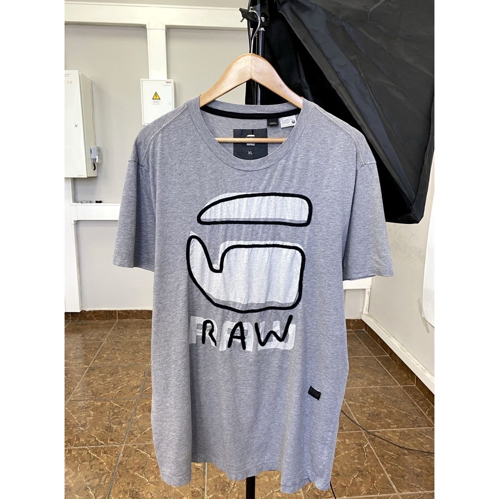 G-Star G Star Raw Big logo t-shirt Mens XL Grey Retro Logo Shirt Size US XL / EU 56 / 4 - 2 Thumbnail