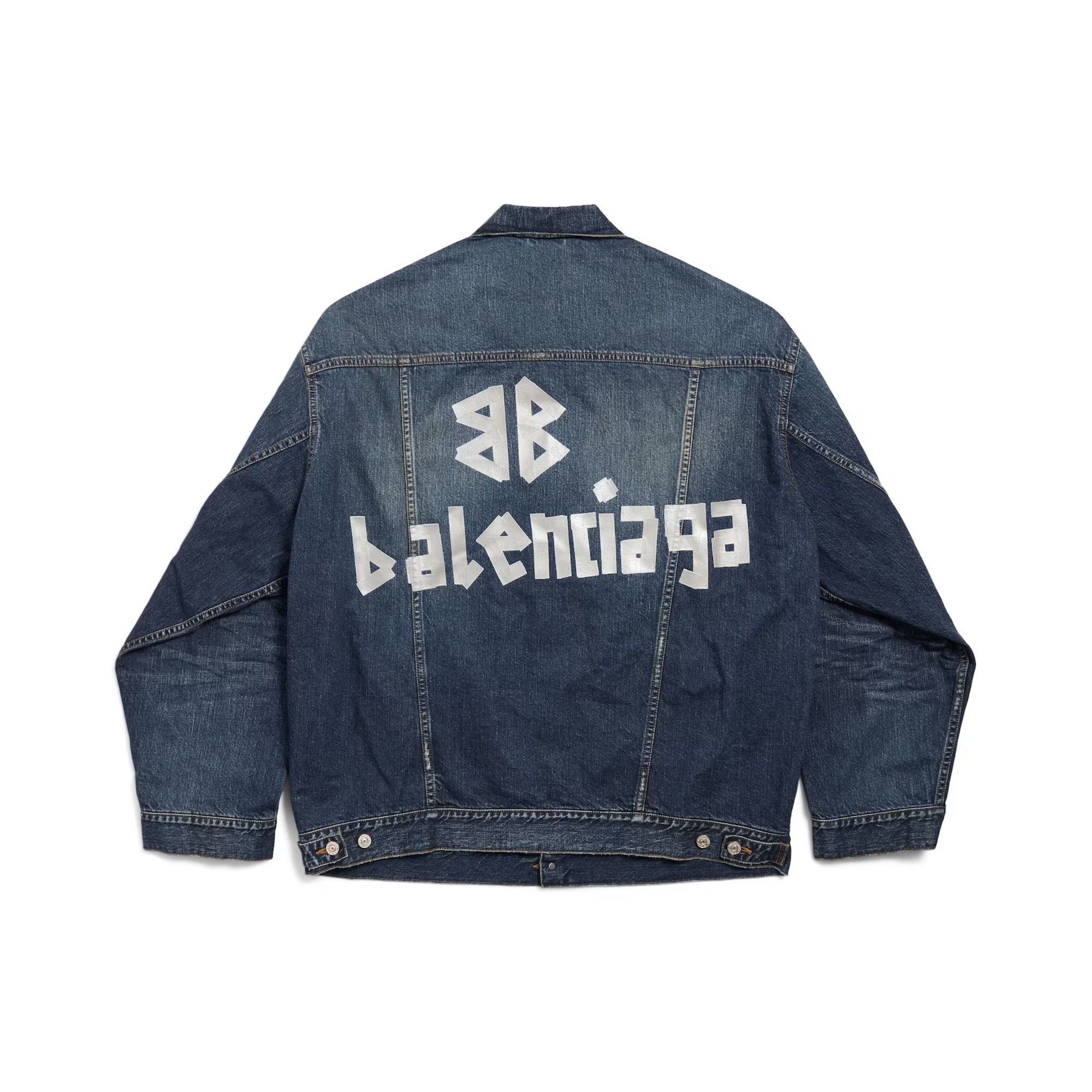 Balenciaga o1srvl11e0526 Tape Type Oversized Jacket in Blue Size XS / US 0-2 / IT 36-38 - 2 Thumbnail