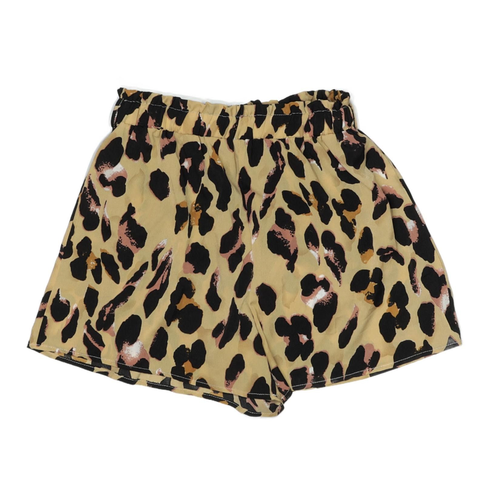 Shein Shein Women's Tan Leopard Print Casual Shorts Size L Size 36" / US 14 / IT 50 - 2 Thumbnail