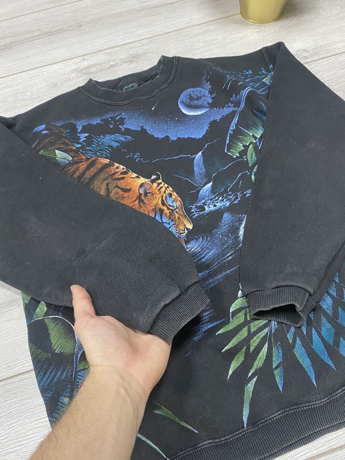 Habitat 🔥90s🔥Vintage tiger night Sweatshirt Full Print Habitat Size US M / EU 48-50 / 2 - 9 Thumbnail