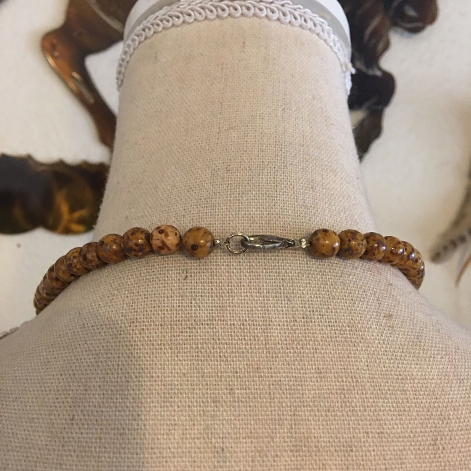 Vintage Vintage picture jasper necklace w/abalone flower Size ONE SIZE - 5 Thumbnail