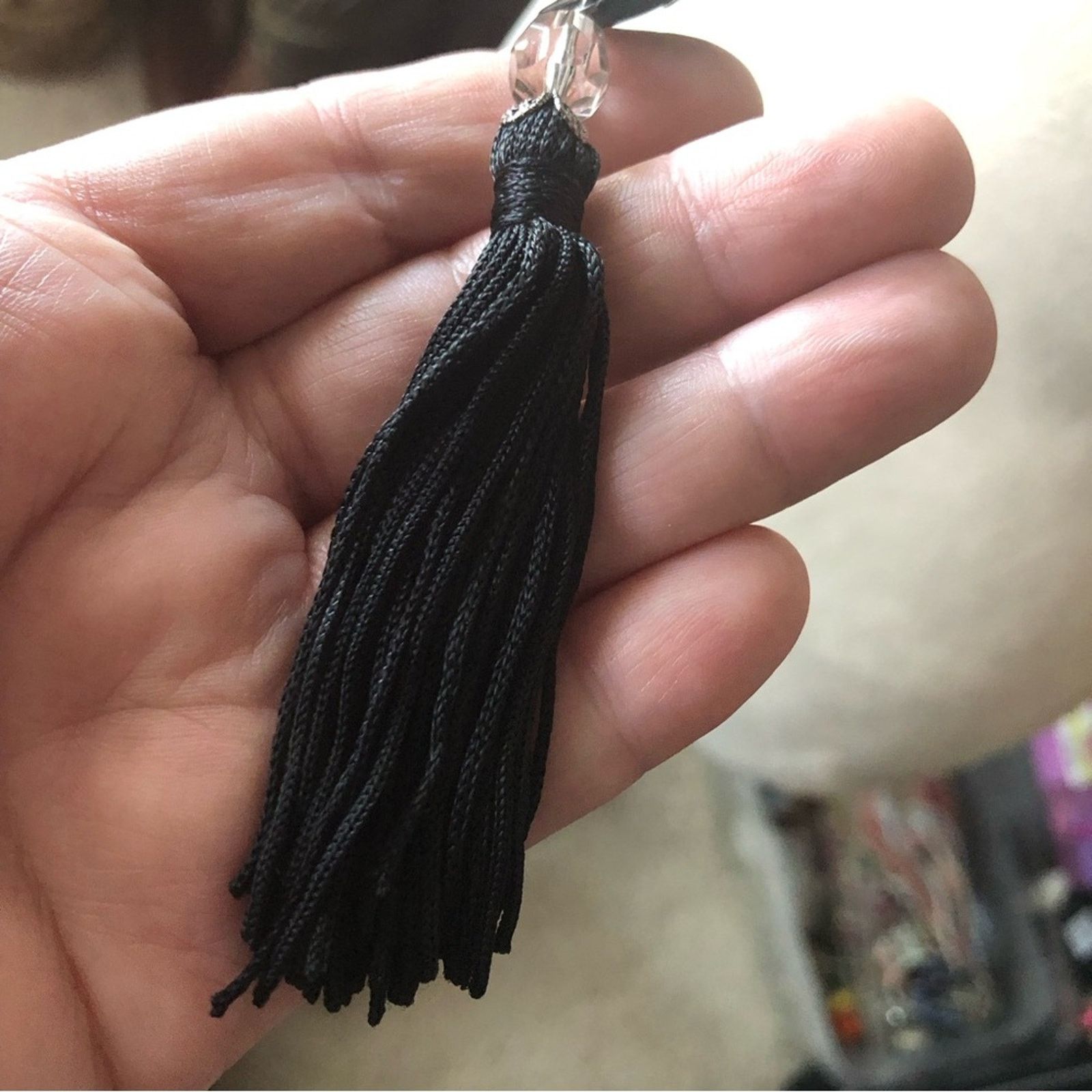 Vintage Vintage 90s black chrome beaded pendant necklace Size ONE SIZE - 7 Thumbnail