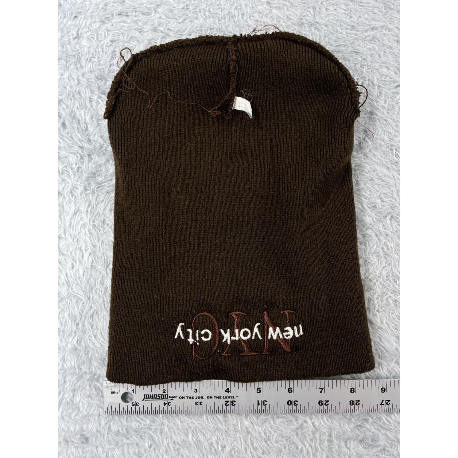 Vintage New York Beanie Hat Womens One Size Brown Embroidered 100% Acrylic Size ONE SIZE - 4 Thumbnail