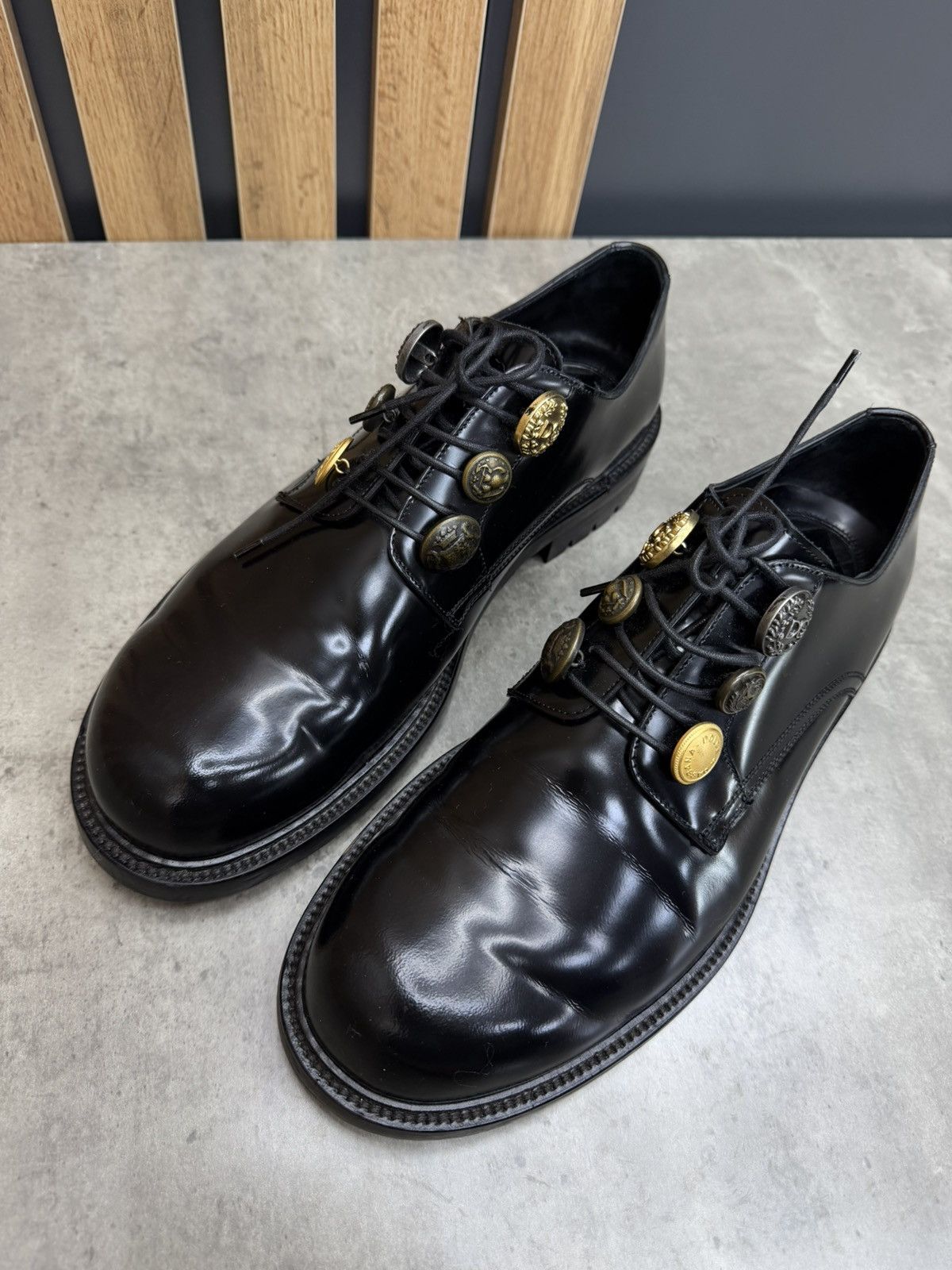 Dolce & Gabbana Dolce & Gabbana Black Leather Derby Shoes Size 9 Size US 10 / EU 43 - 18 Thumbnail