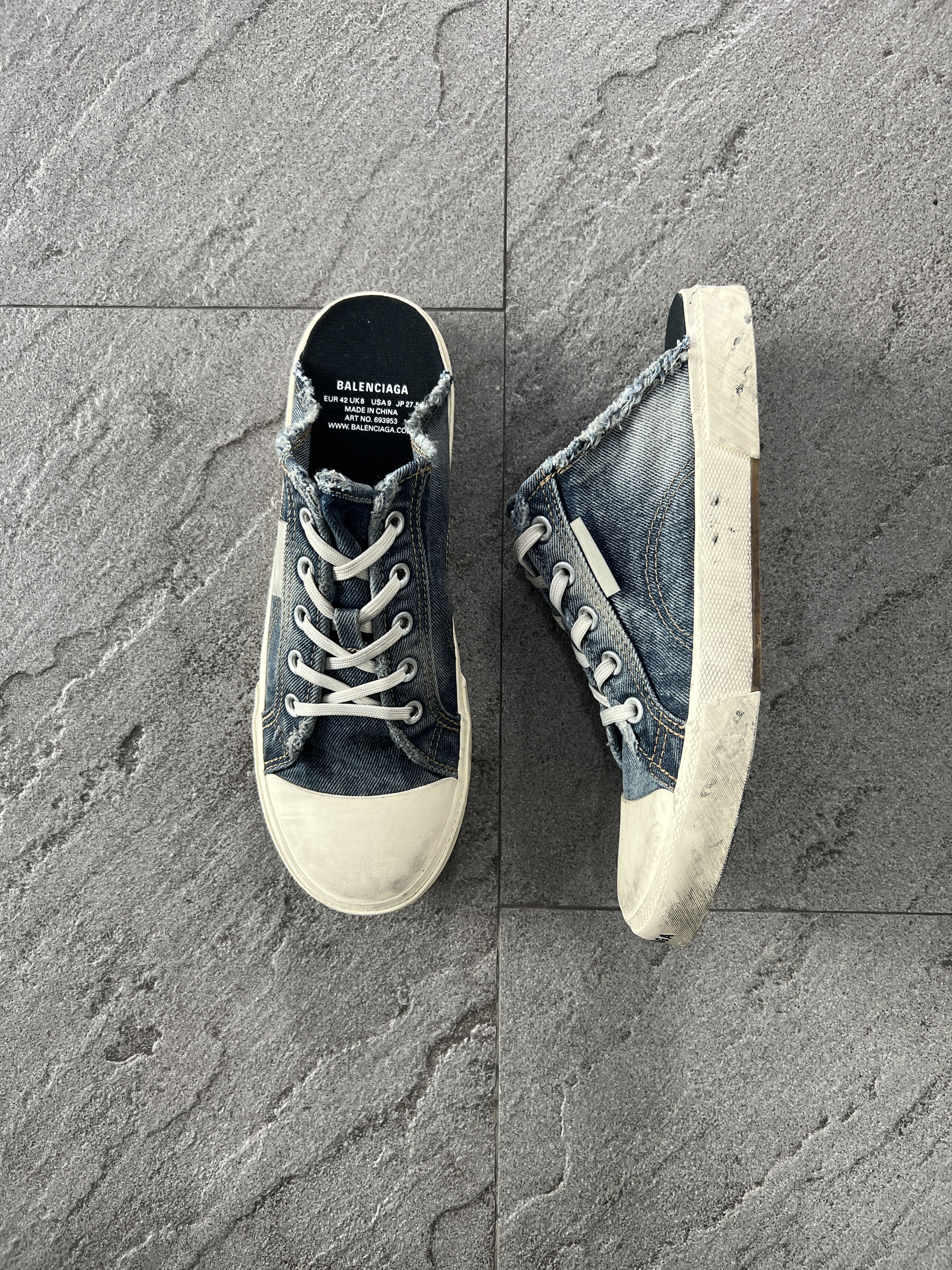 Balenciaga Balenciaga Paris Mule Denim Sneakers Distressed EU42 Size US 9 / EU 42 - 1 Thumbnail