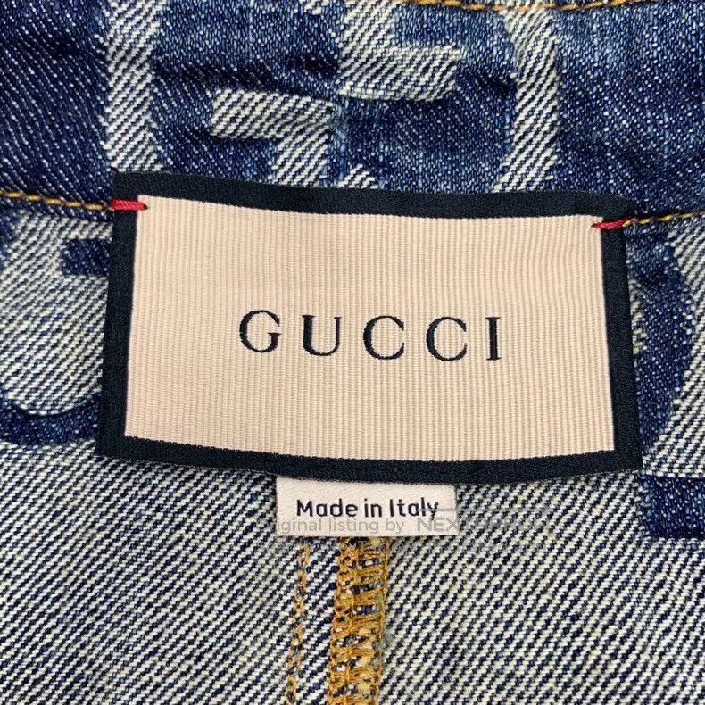 Gucci Gucci Blue logo jacquard full-print cotton lapel single-br Size 28" / US 6 / IT 42 - 6 Thumbnail