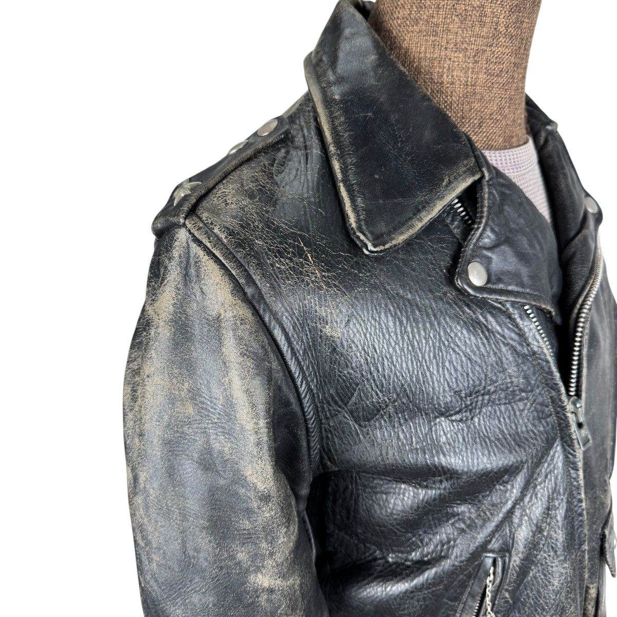 Genuine Leather 🌟VINTAGE 50s STEERHIDE ONE STUDS MOTORCYCLE LEATHER JACKET Size US M / EU 48-50 / 2 - 3 Thumbnail